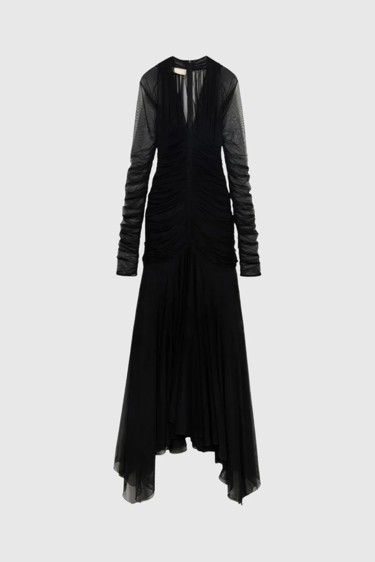 Black Mesh Plunge Maxi Dress