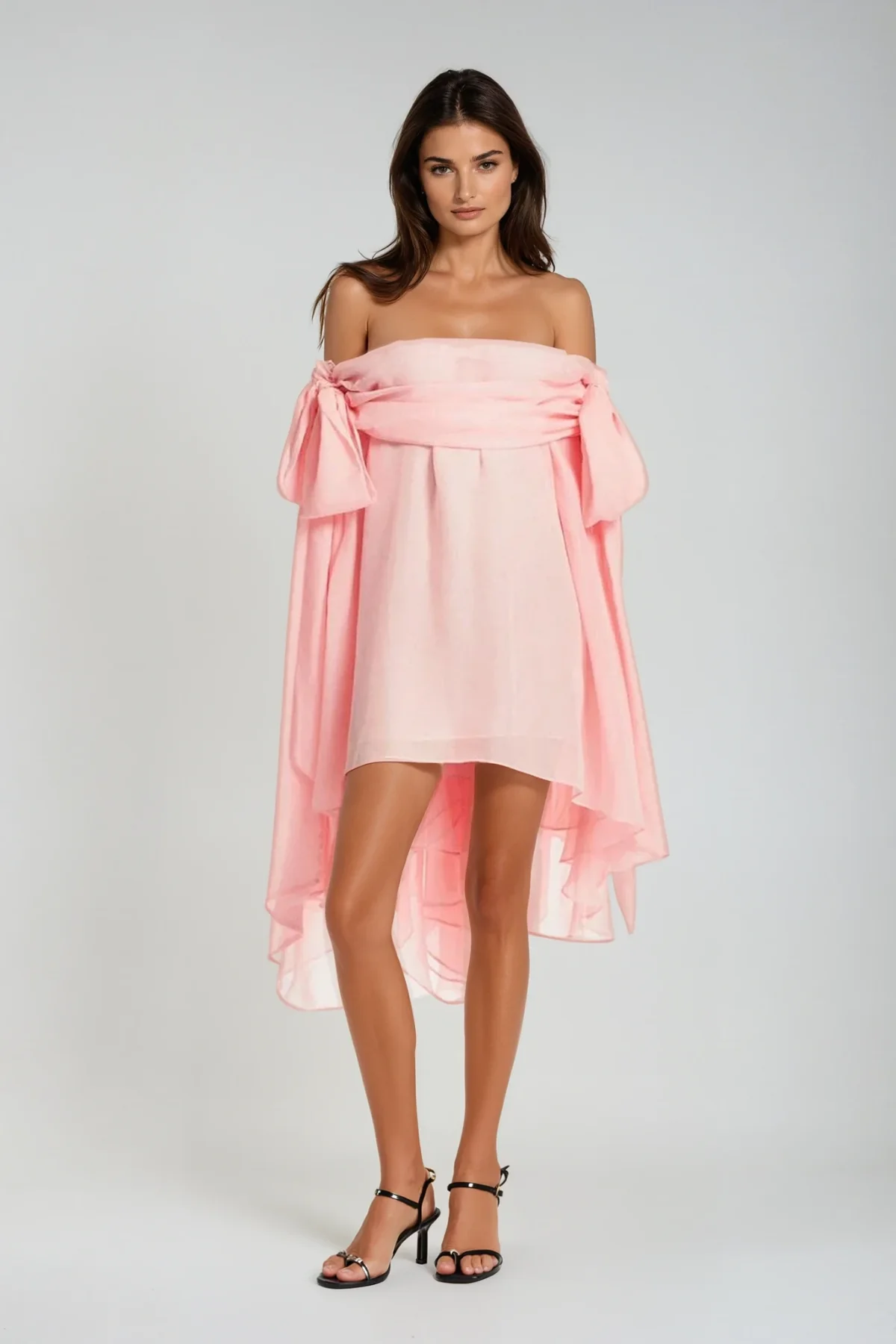 Pink Fringe Off Shoulder Mini Dress