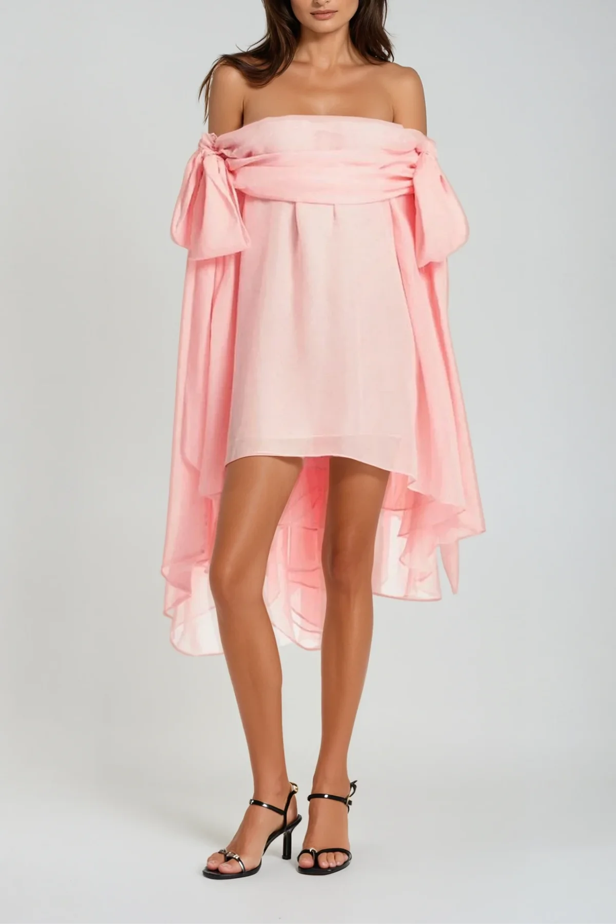 Pink Fringe Off Shoulder Mini Dress