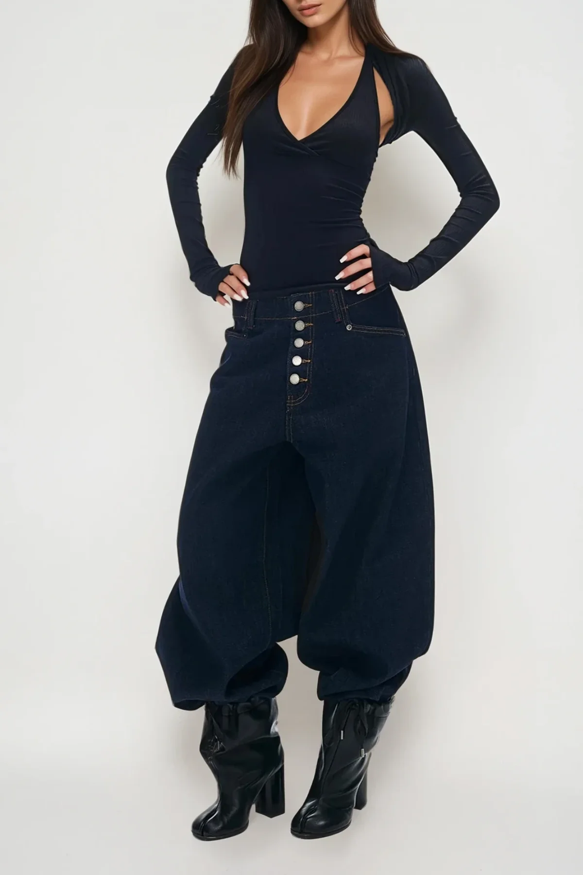 Black Knit Two-Piece Top for Women