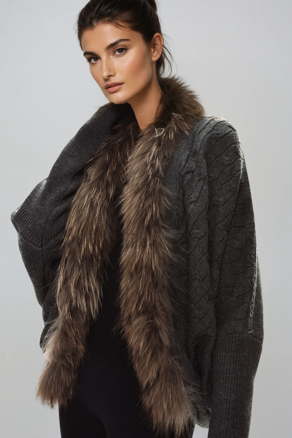 Plush Faux Fur Knit Jacket for Women