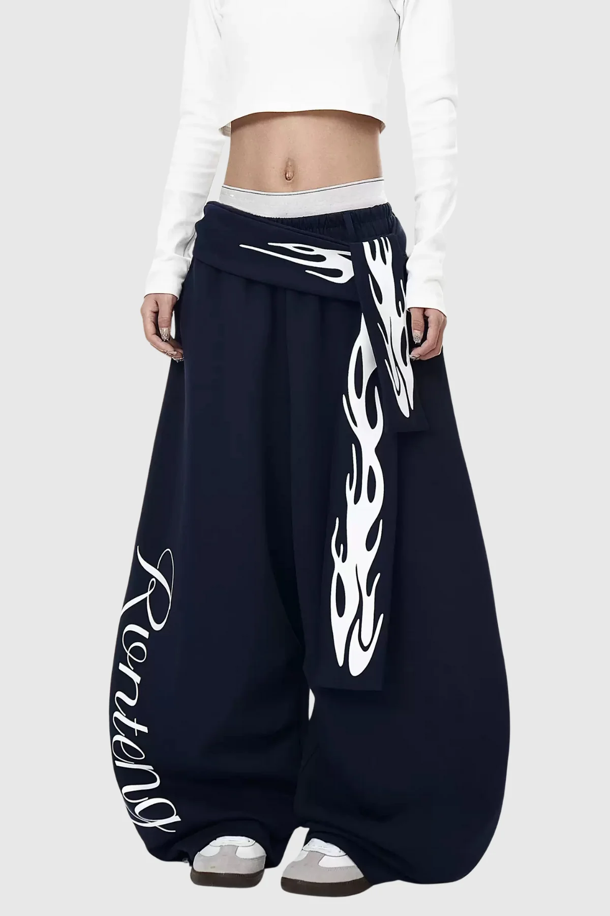 Blue Tie Up Printed Pants - Stylish Comfort for All-Day Wear