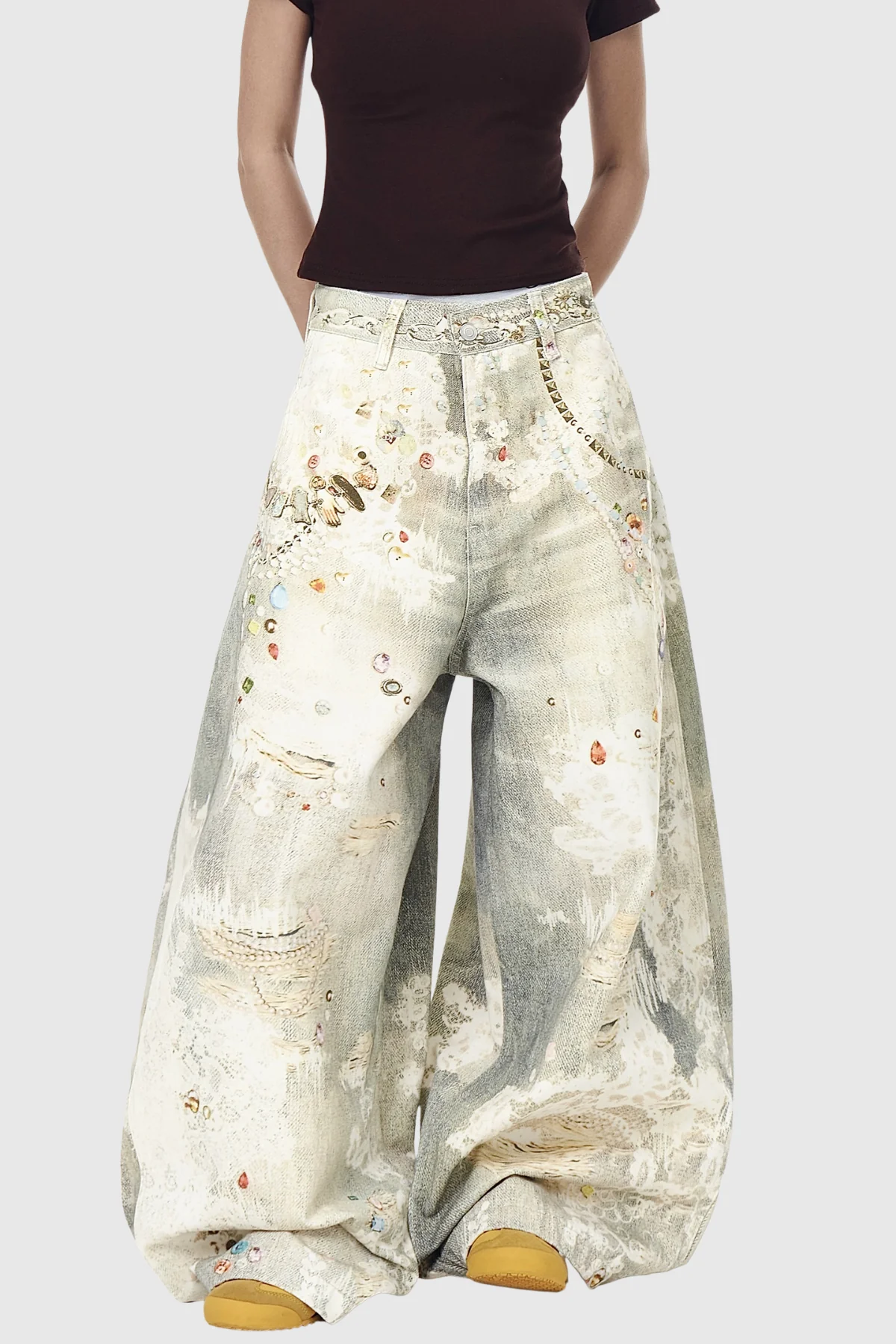 Bleach Dye Wide Leg Jeans - Urban Edge Style Statement