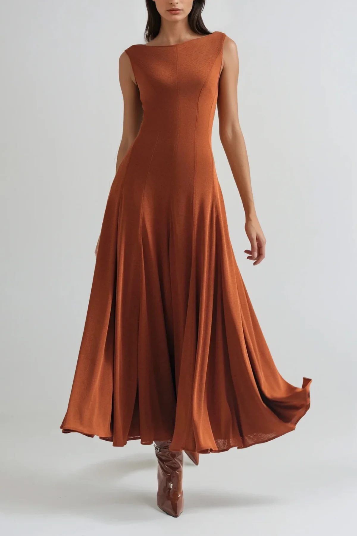 Orange Ruched Maxi Dress