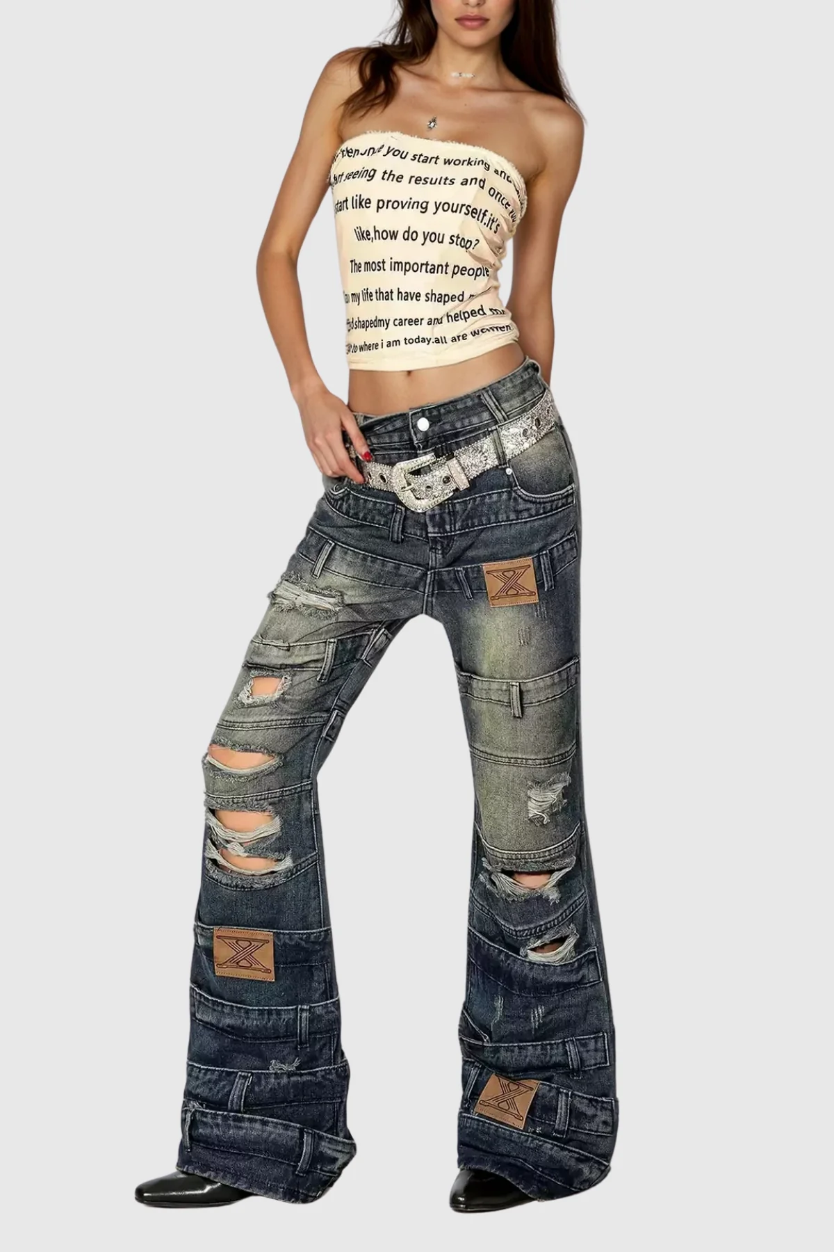 Modern Deconstructed Bootcut Jeans