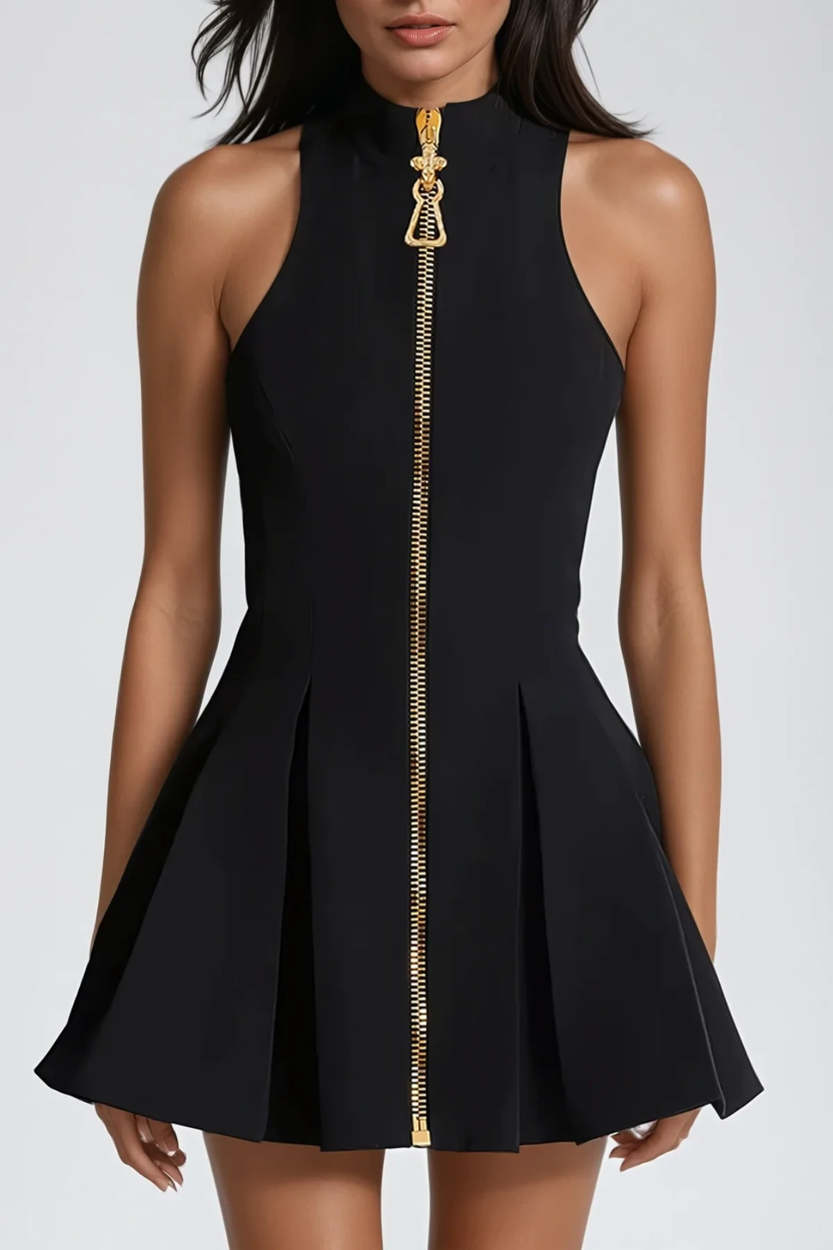 Sleek Zipper Mini Dress - Stylish & Versatile