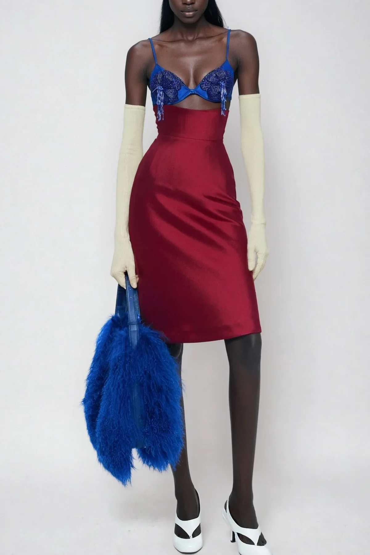 Embroidered Flower Skirt Set - Red Multi Deconstruct Style