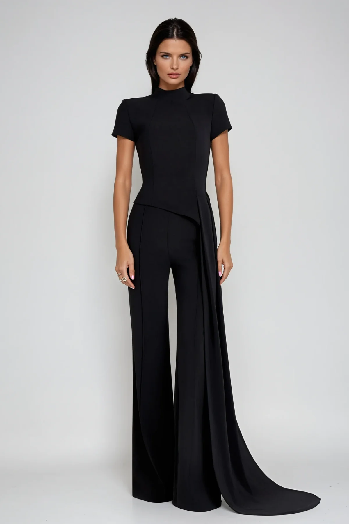 Black Fringe Pants Set with Avant-Garde Design