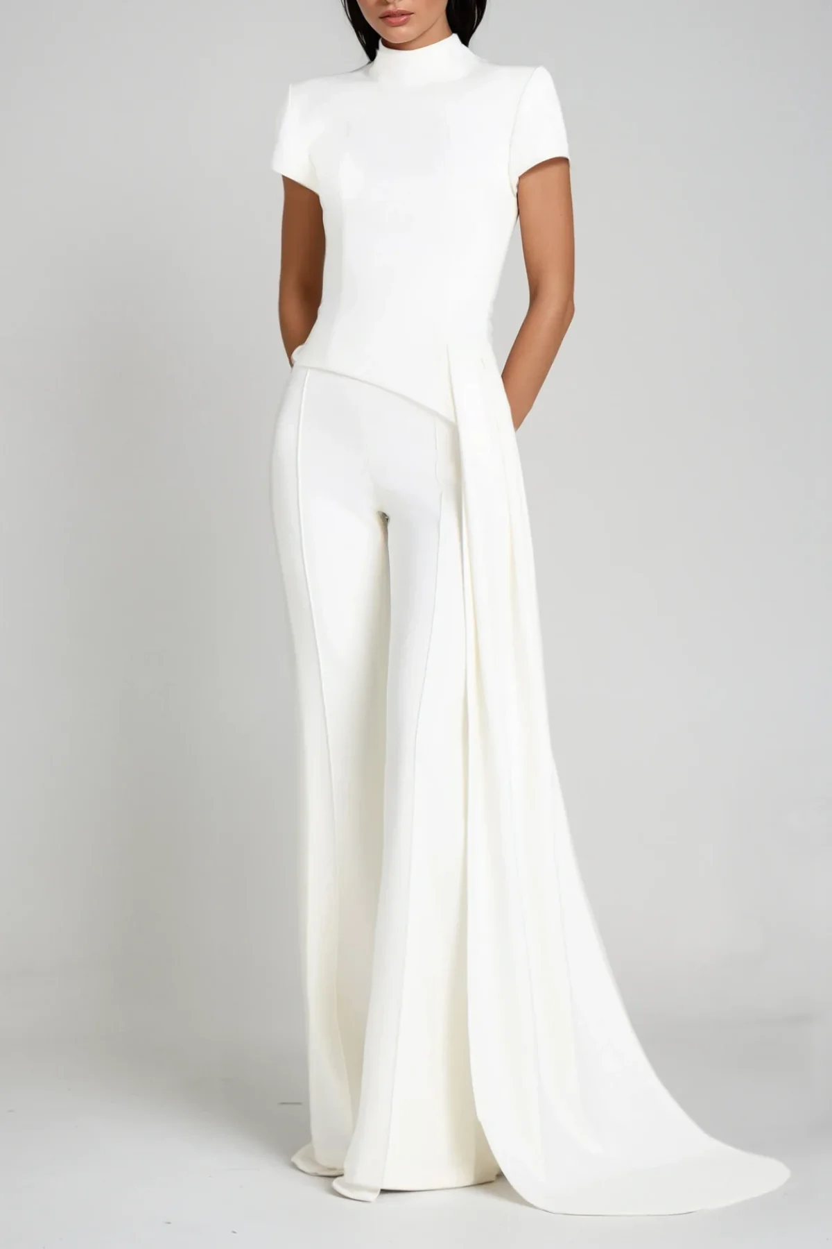 White Deconstruct Fringe Pants Set - Chic Modern Style