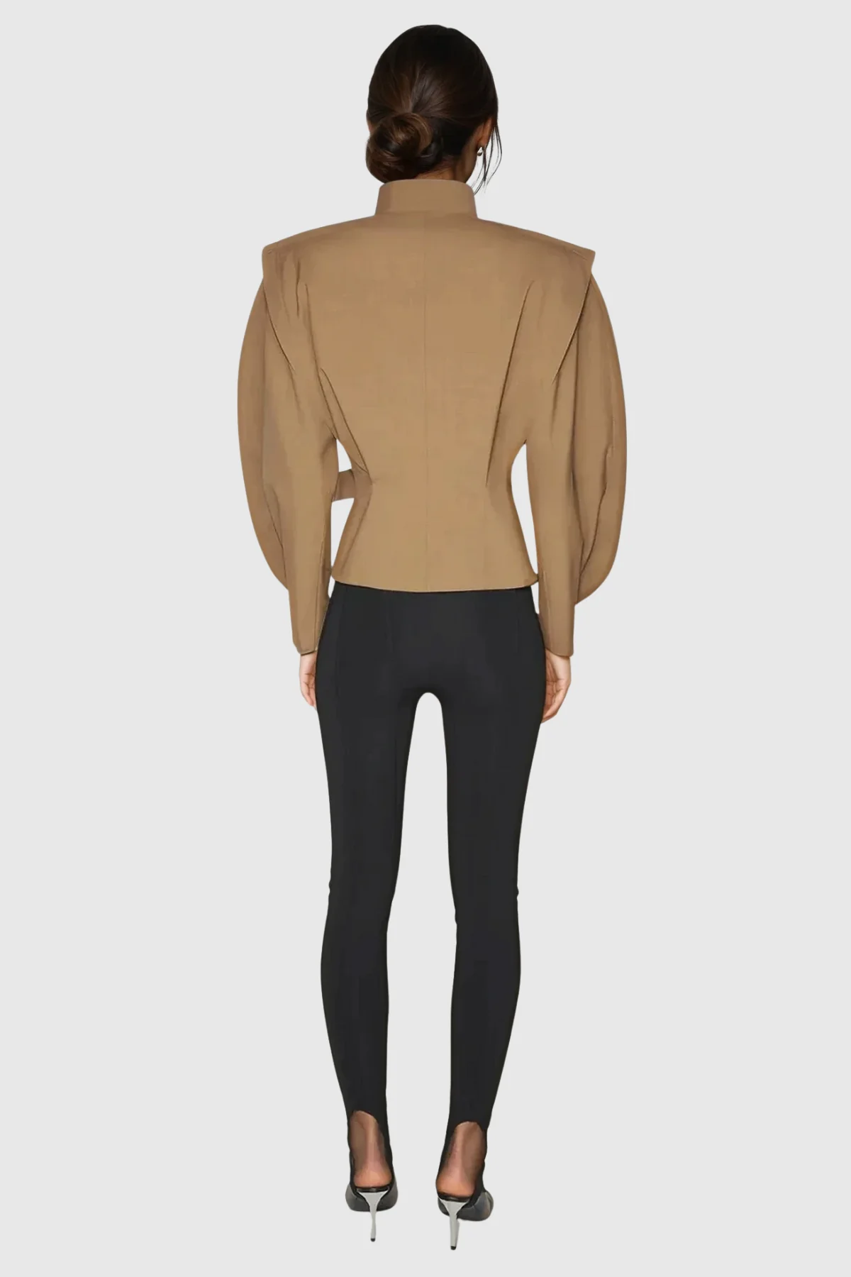 Khaki Balloon Sleeve Jacket for Stylish Urban Edge (Focus Keyword: Jacket)