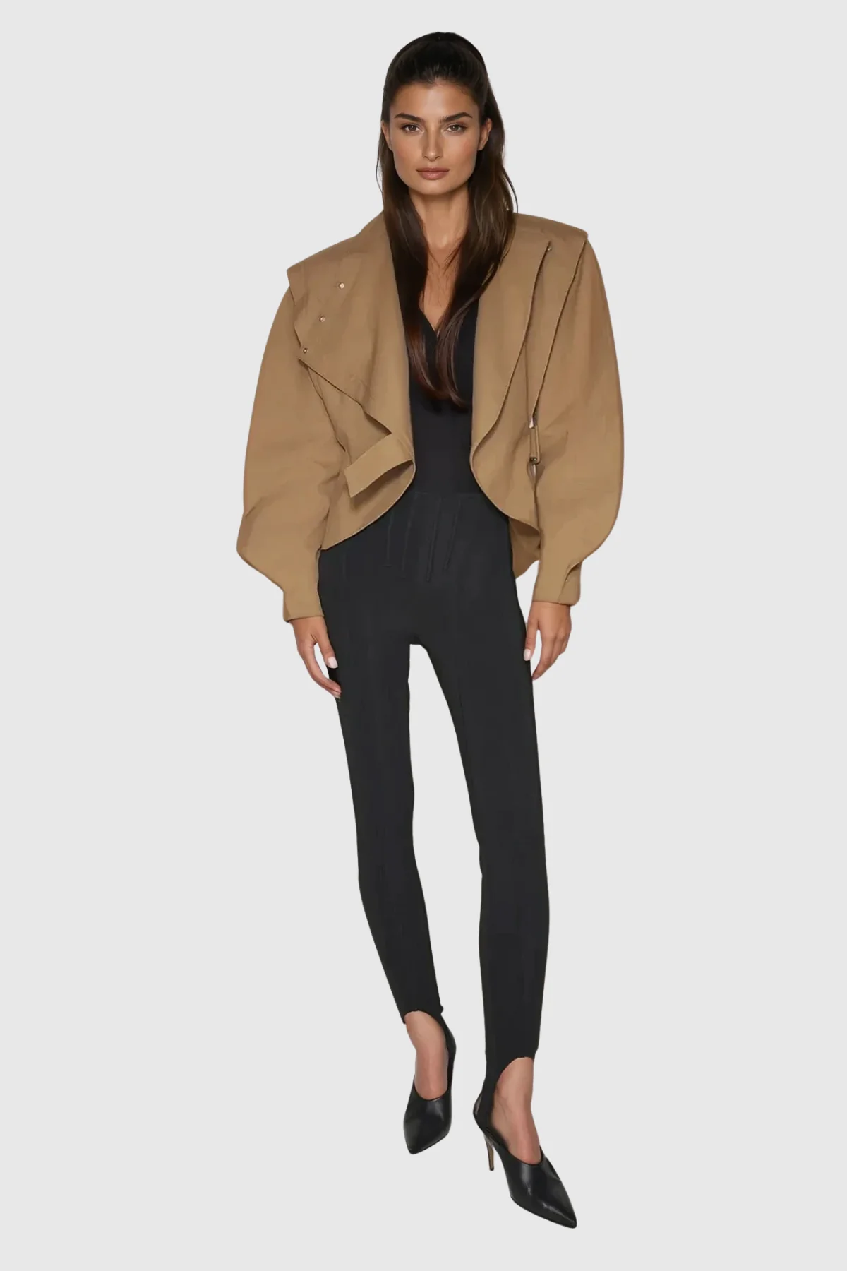Khaki Balloon Sleeve Jacket for Stylish Urban Edge (Focus Keyword: Jacket)