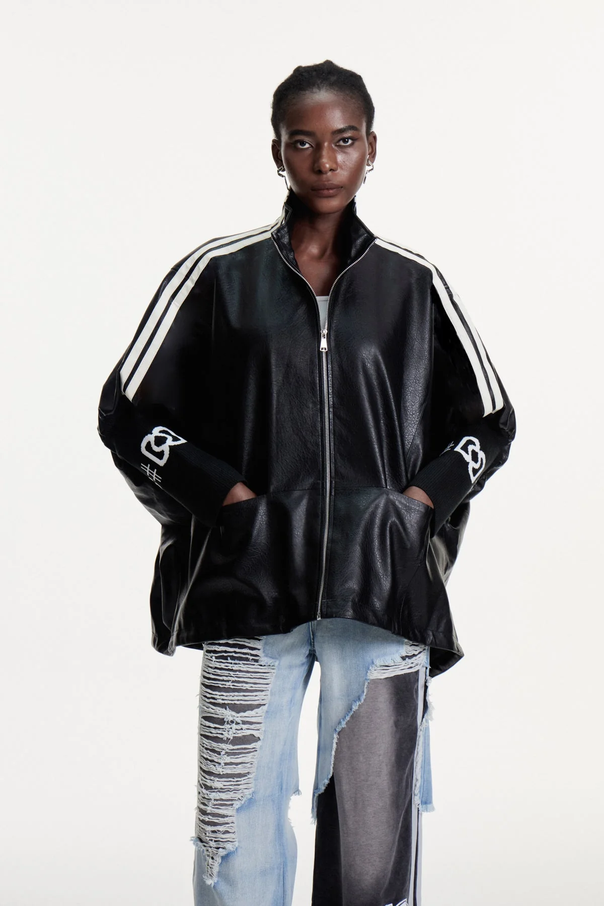 Premium Black Leather Jacket with Stand Collar