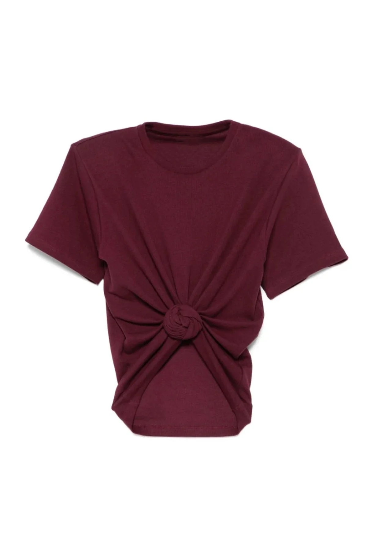 Red Ruched Twist T-Shirt for Women