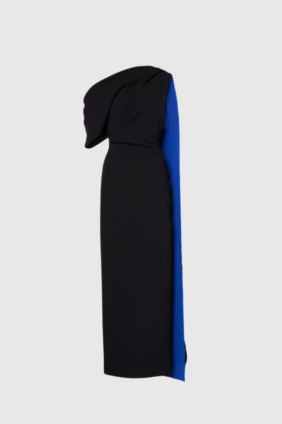 Black Shawl Ruch Asymmetric Midi Dress - Elegant Formal Attire