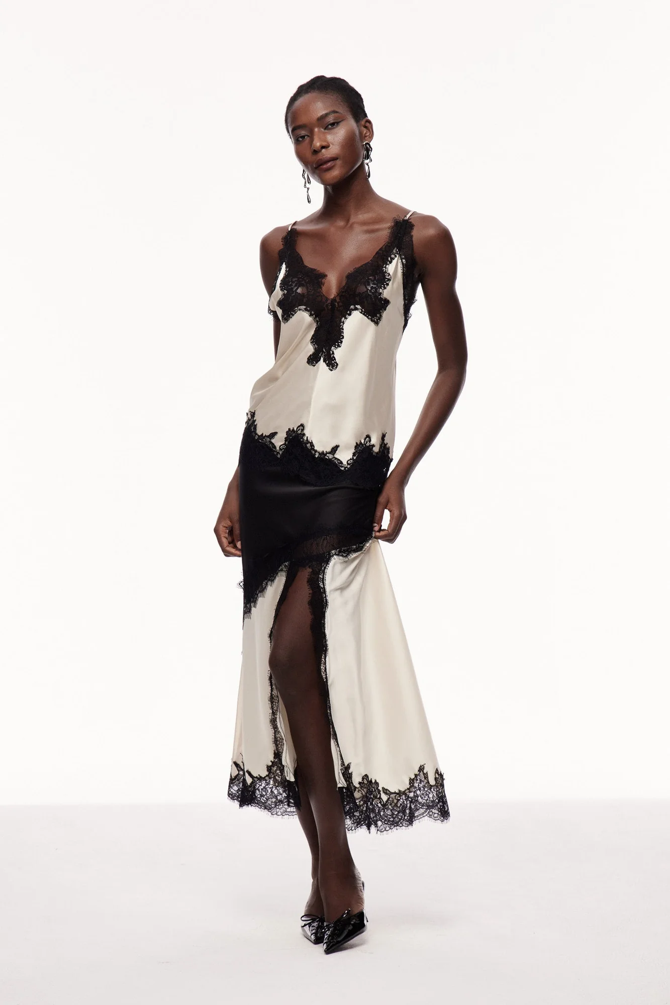 Elegant Black Lace Satin Skirt - Womens Chic Essential