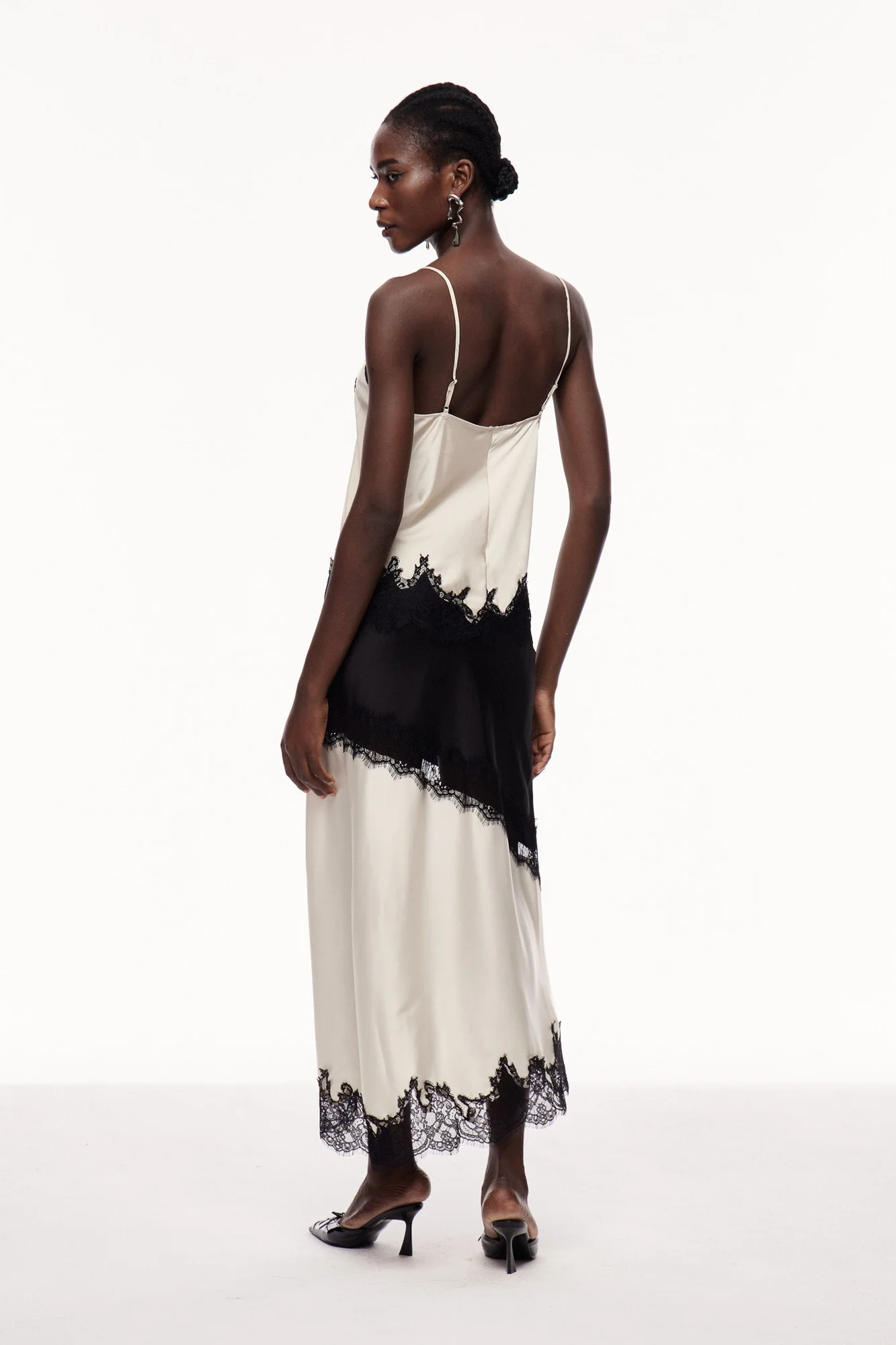 Elegant Black Lace Satin Skirt - Womens Chic Essential