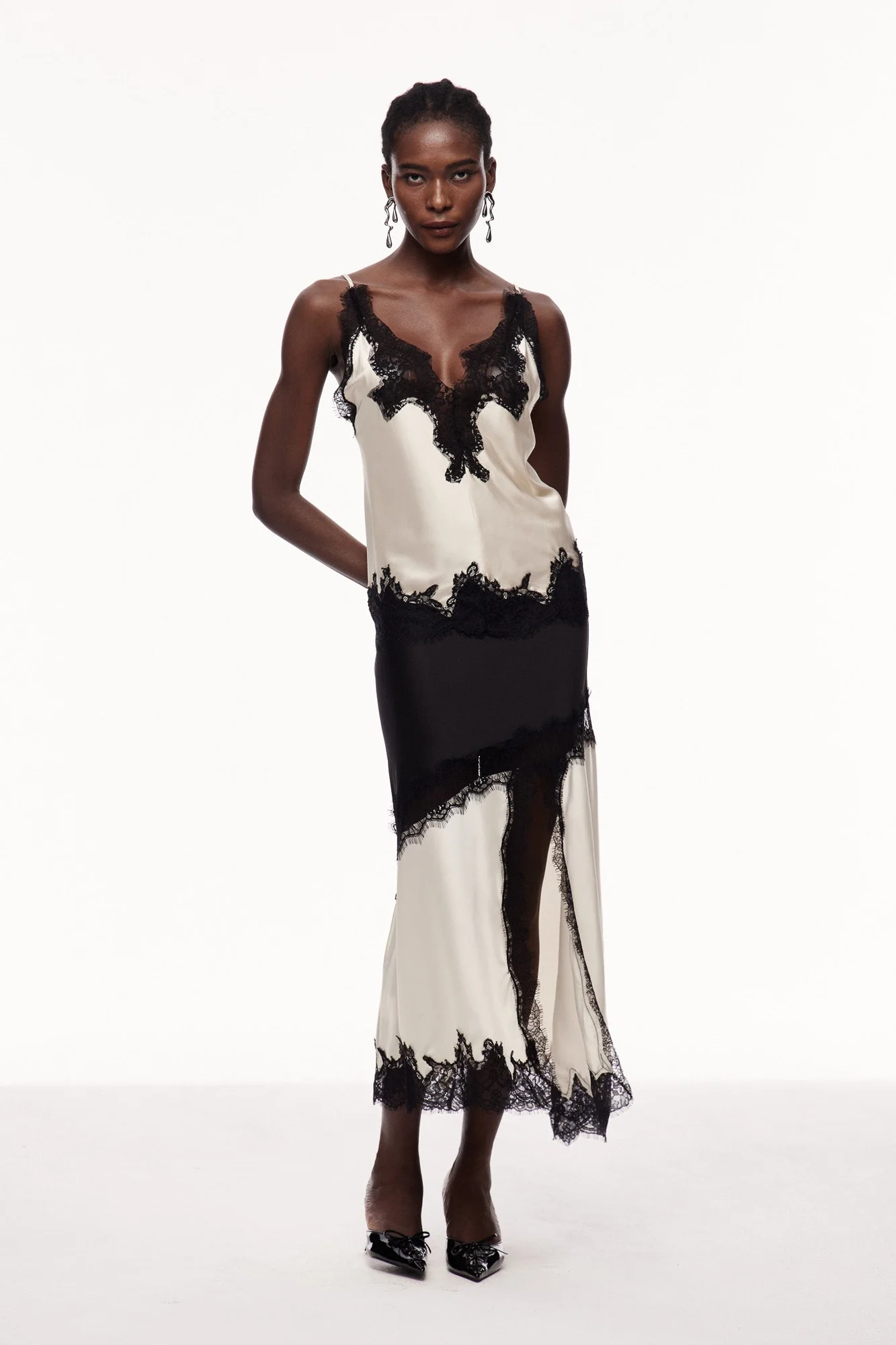 Elegant Black Lace Satin Skirt - Womens Chic Essential