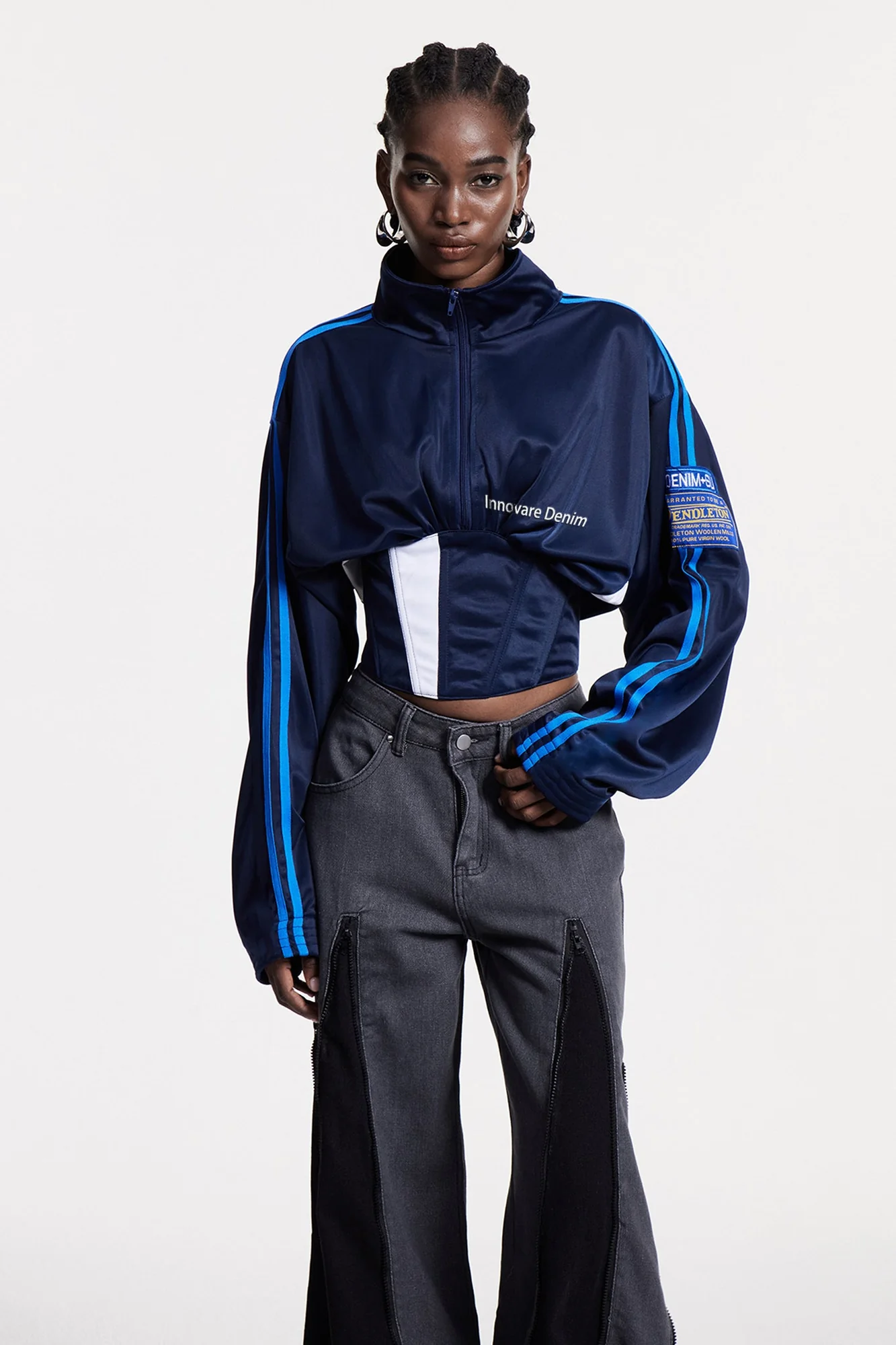 Blue Lace-Up Corset Top for Chic Elegance