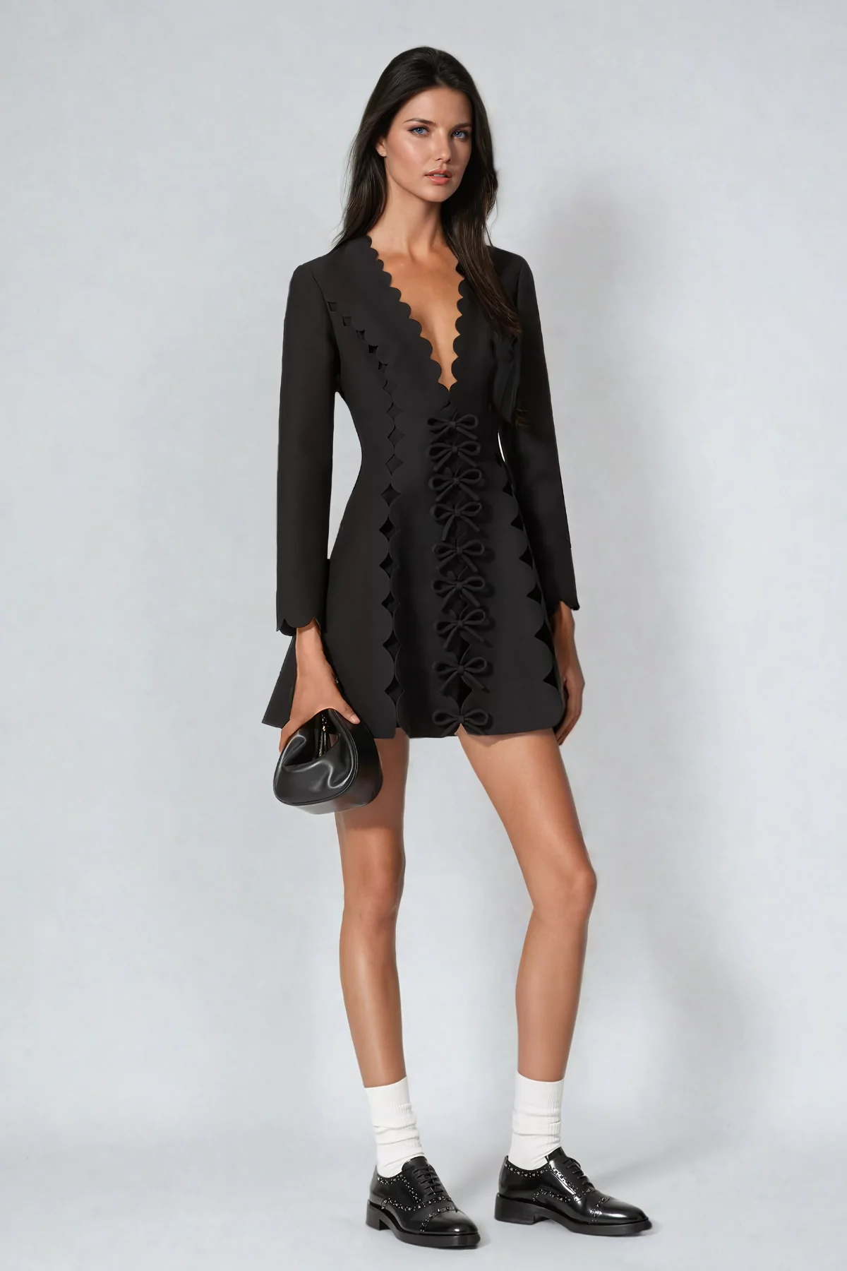 Chic Black Bow Bodycon Mini Dress