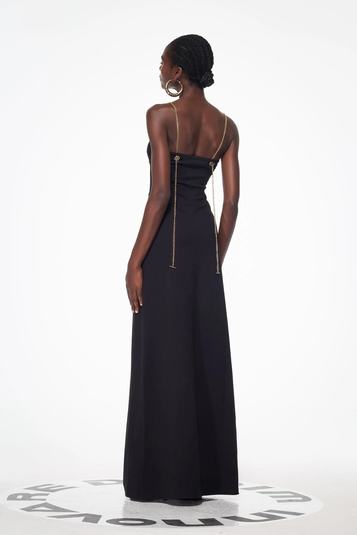 Elegant Black Chain Split Maxi Dress