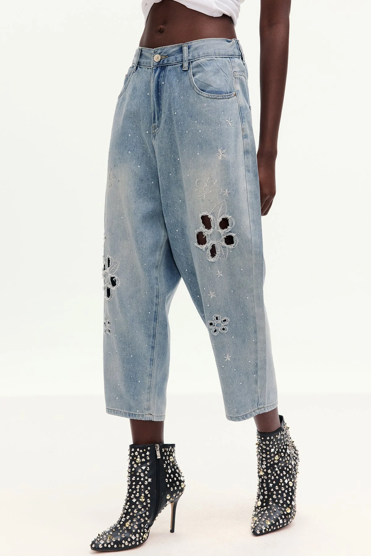 Floral Cutout Denim Jeans