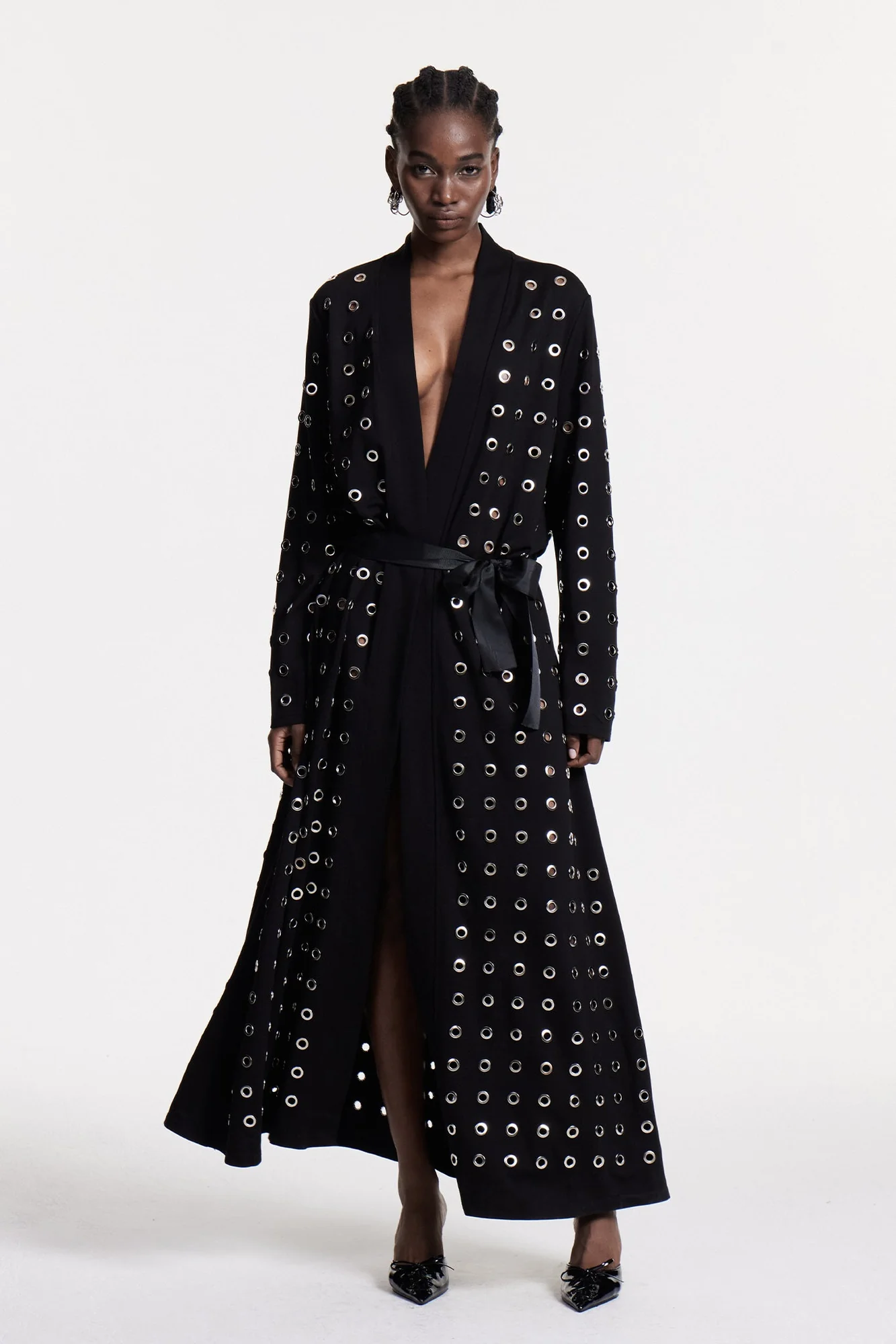 Elegant Festive Cutout Coat for Holiday Chic Style