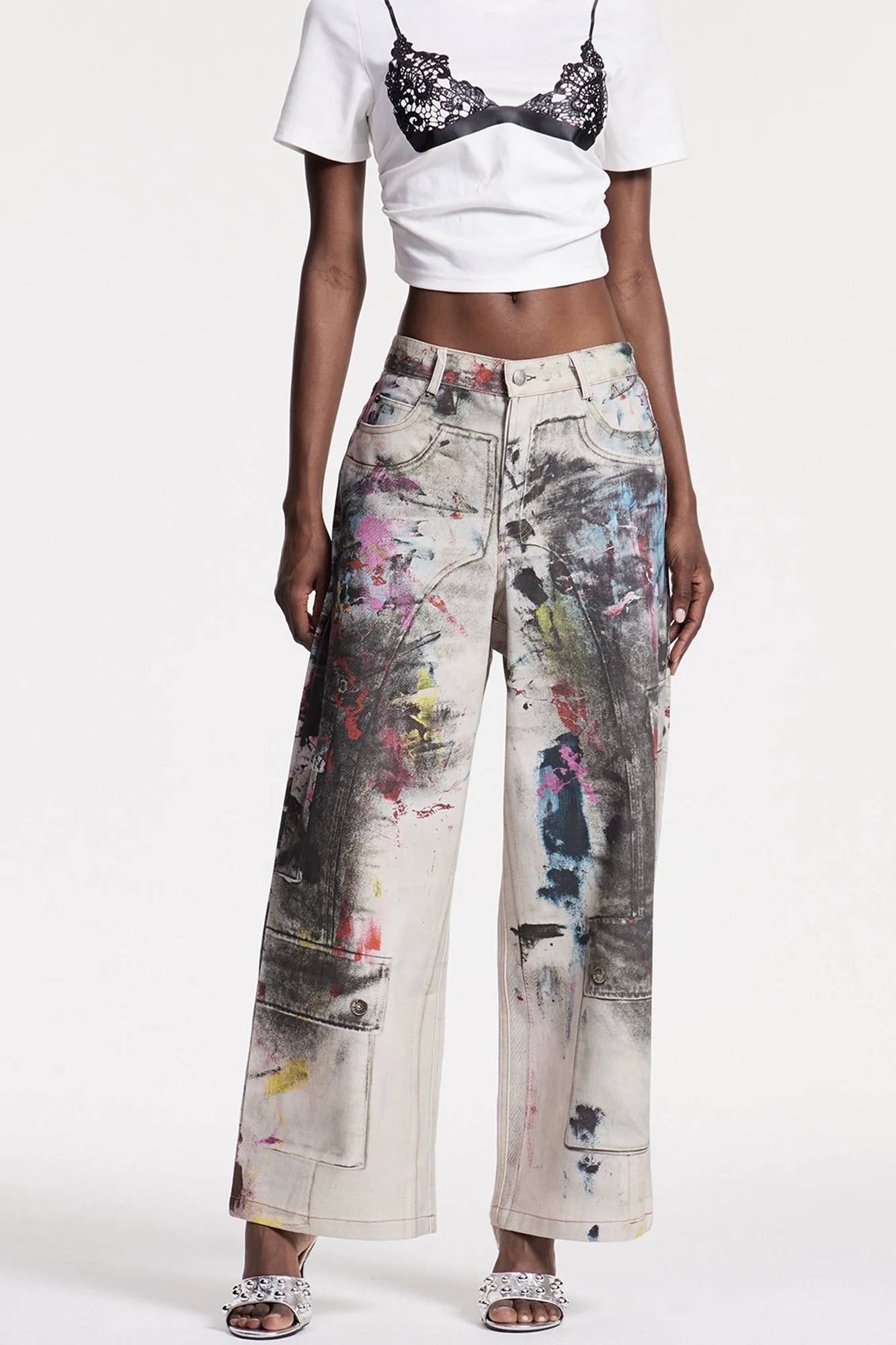 Graffiti Print Urban Denim Jeans
