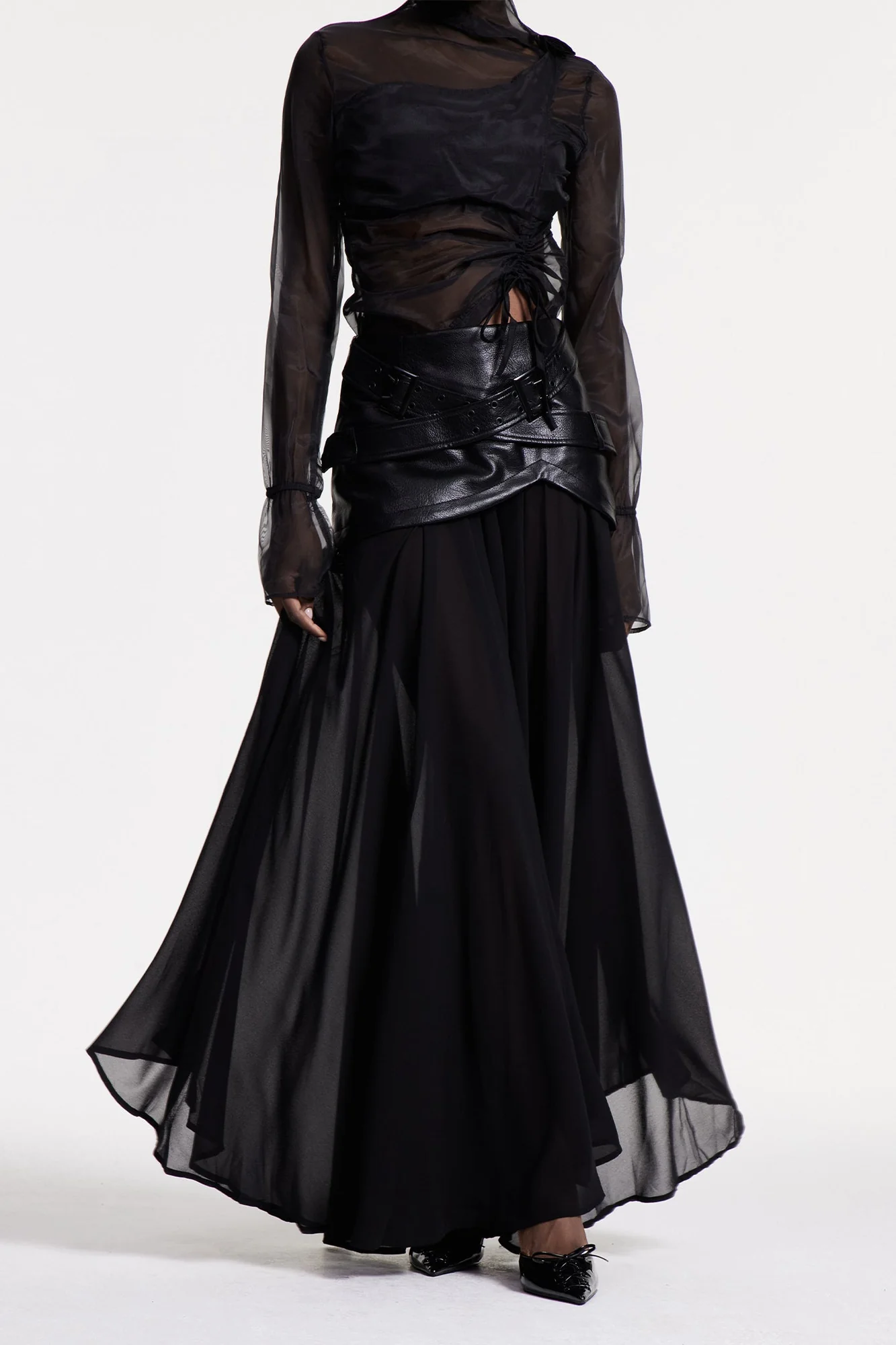 Chic Black Mesh Maxi Skirt