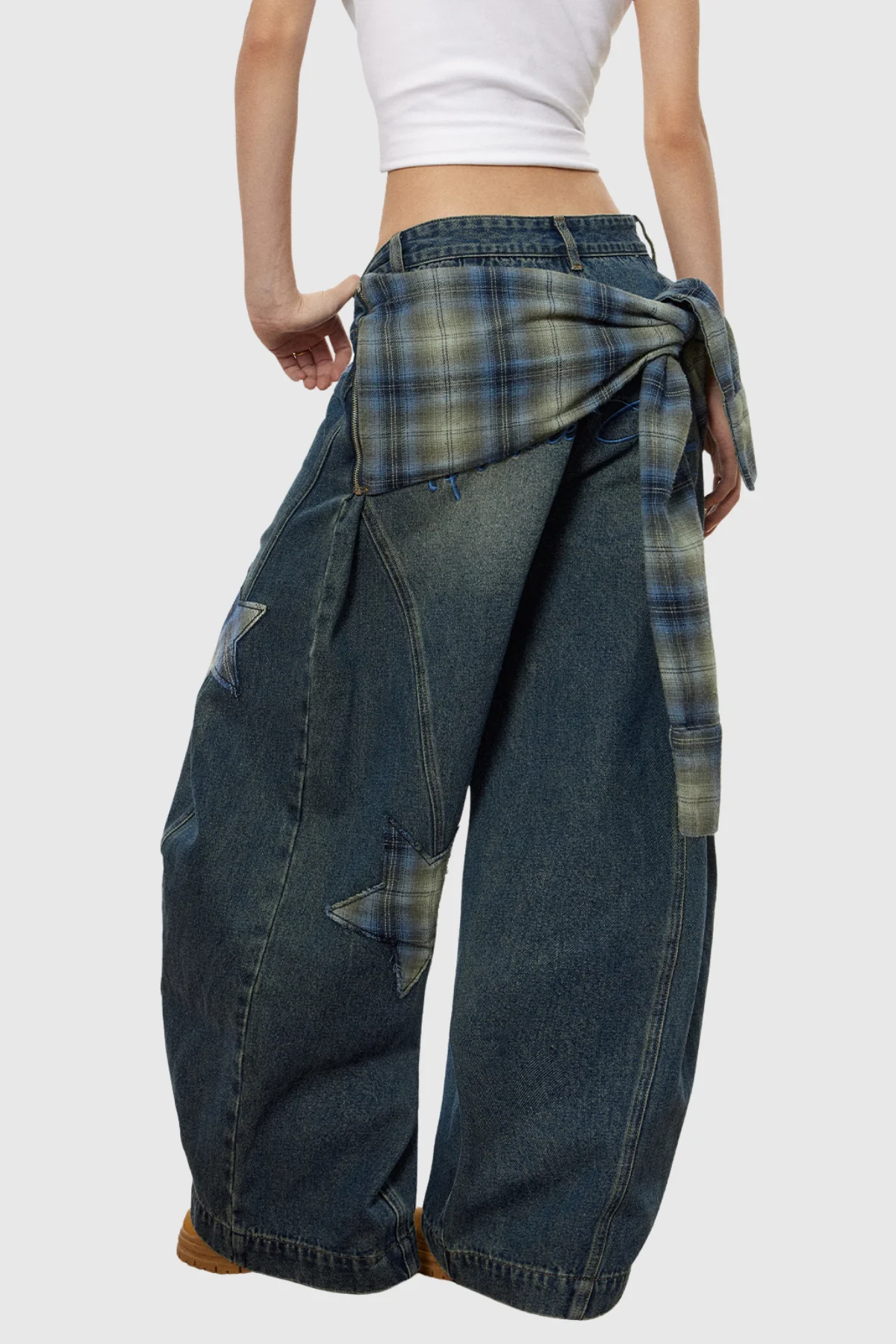 Blue Denim Tie-Up Baggy Jeans for Comfortable and Stylish Wear