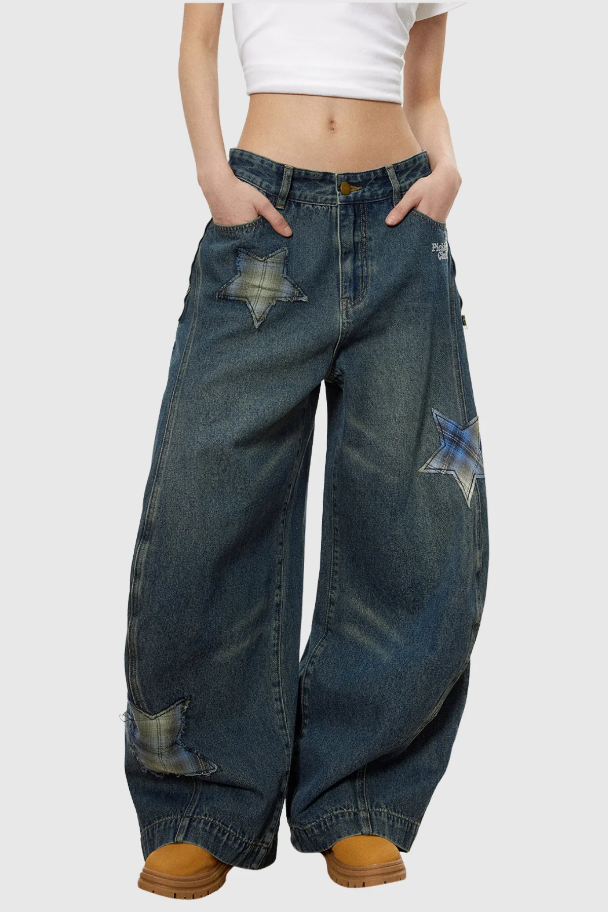 Blue Denim Tie-Up Baggy Jeans for Comfortable and Stylish Wear