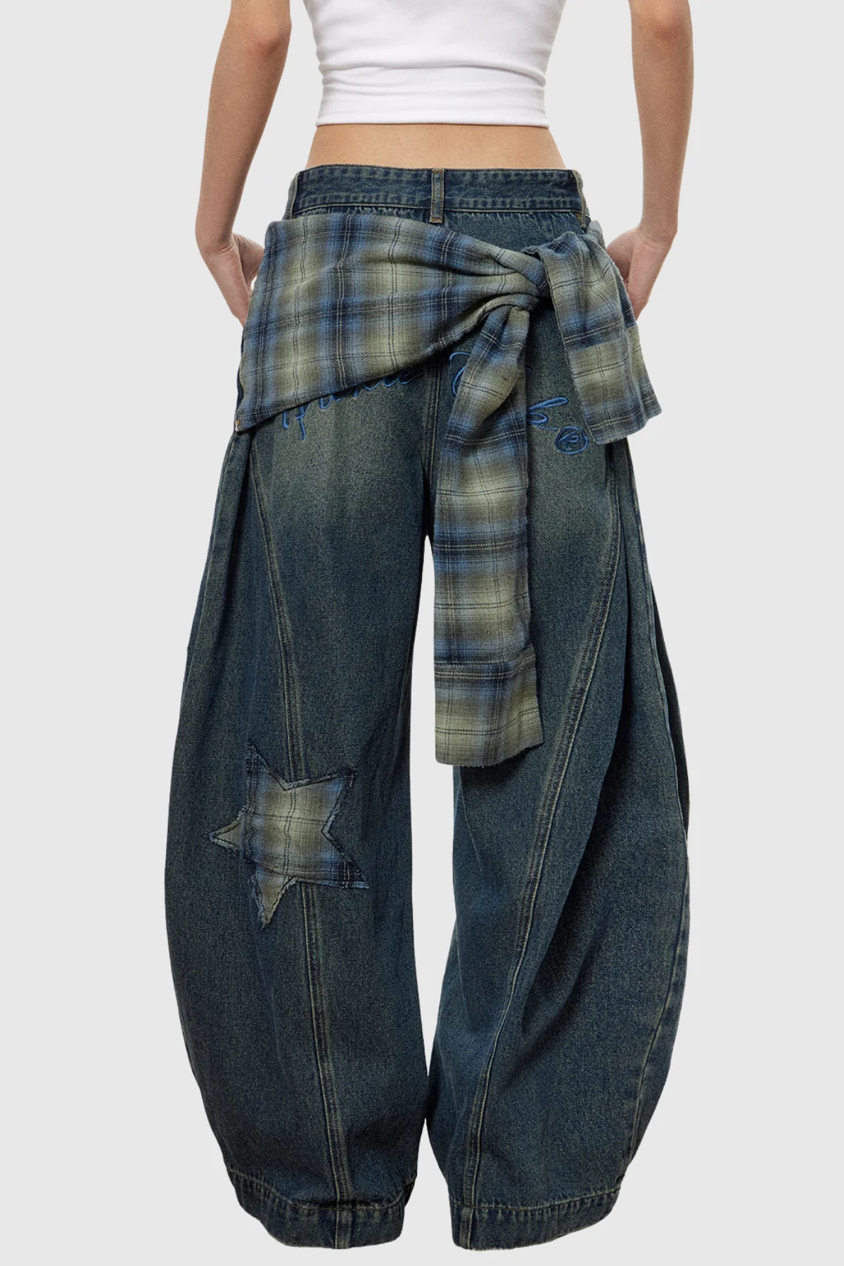 Blue Denim Tie-Up Baggy Jeans for Comfortable and Stylish Wear