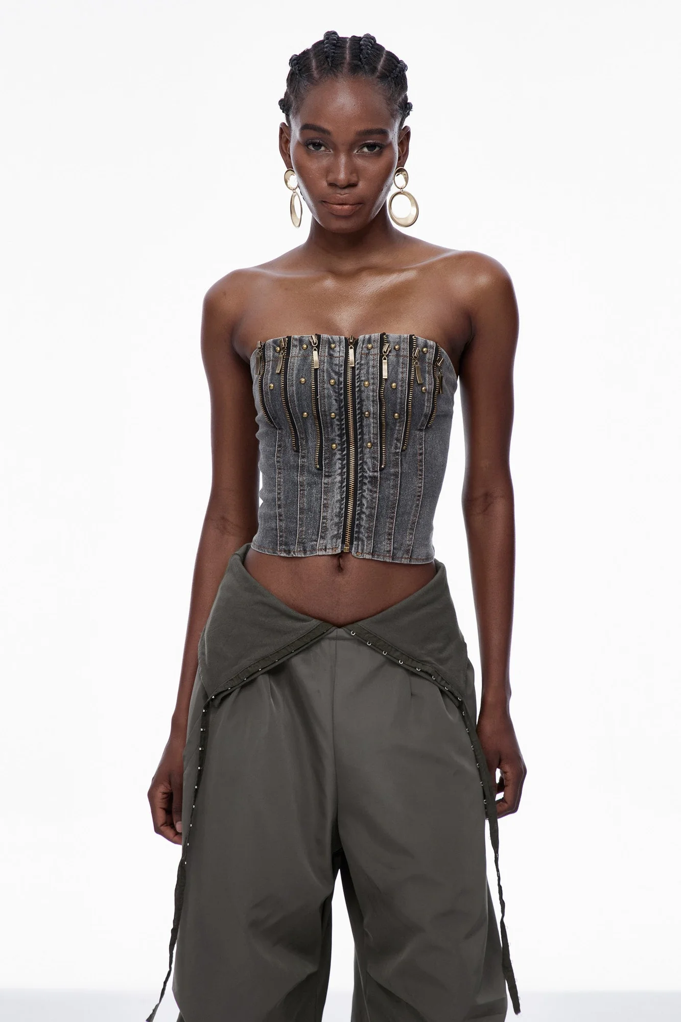 Black Denim Zipper Top - Innovative Urban Edge Style