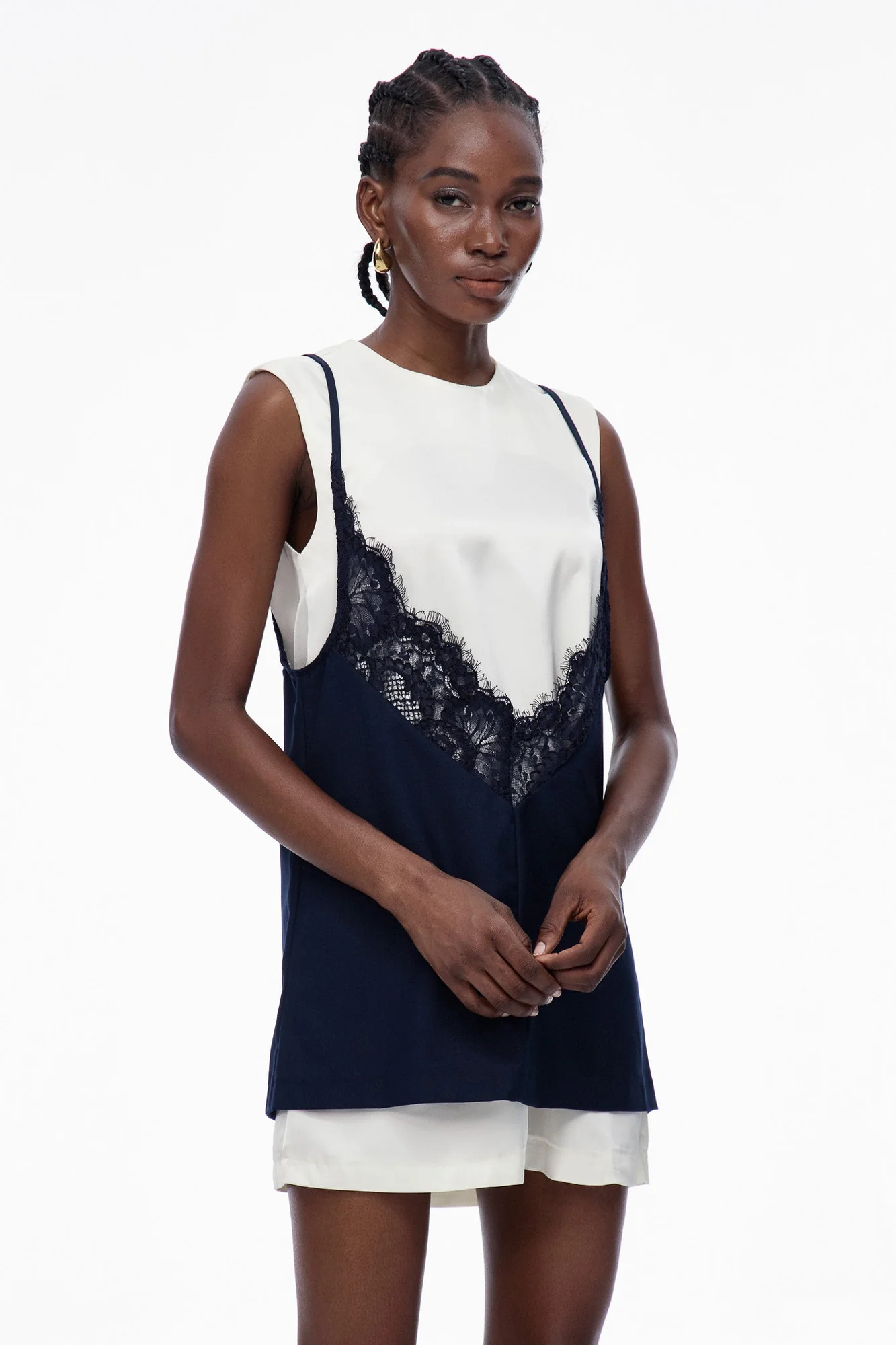 White Lace Sleeveless Top for Women