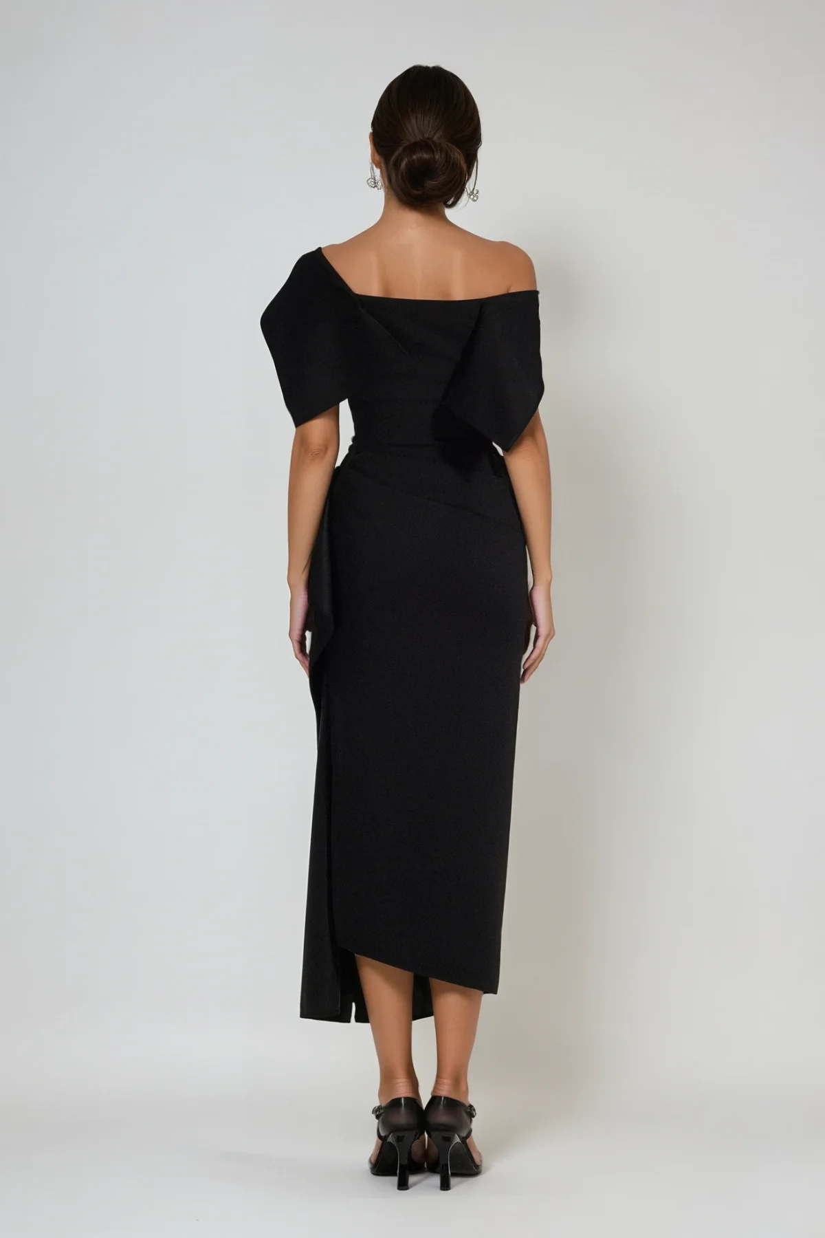 Elegant Black Asymmetric Maxi Dress