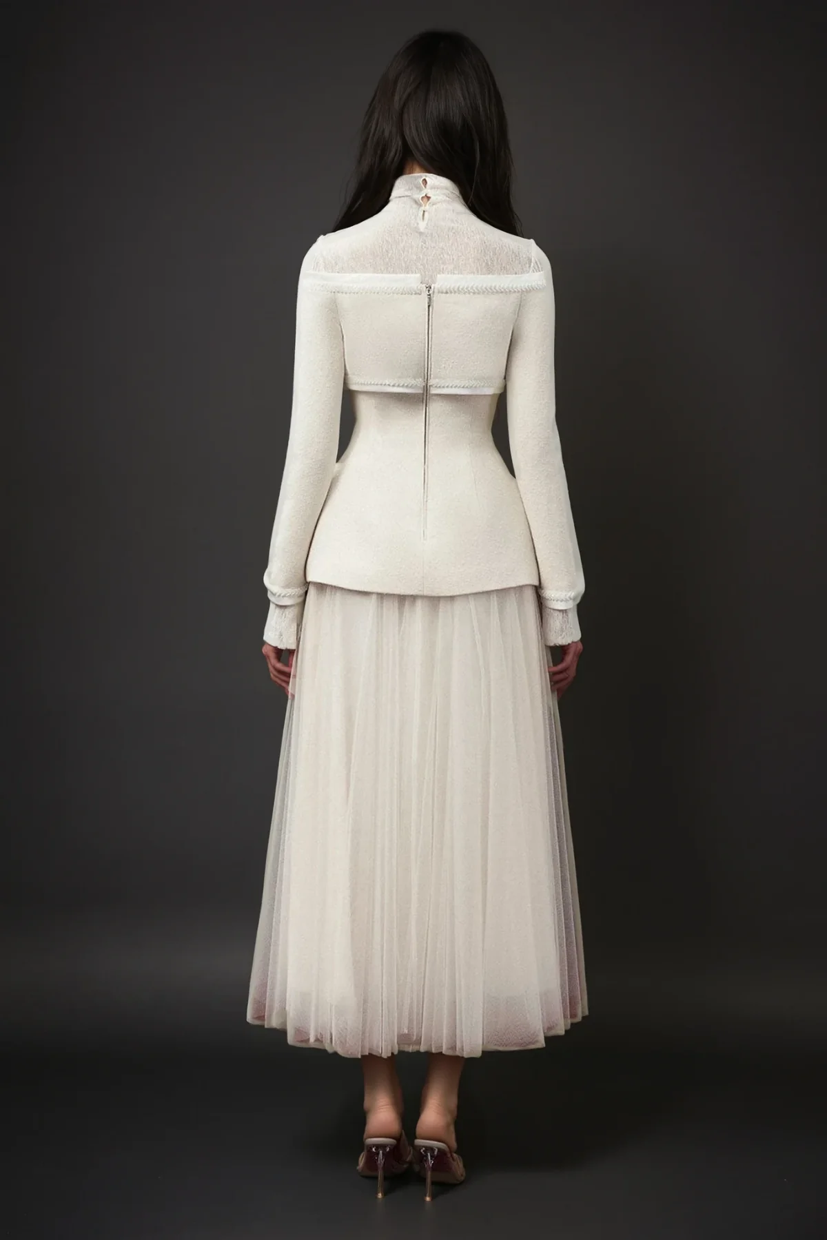 Elegant White Off Shoulder Jacket with Modern Cut