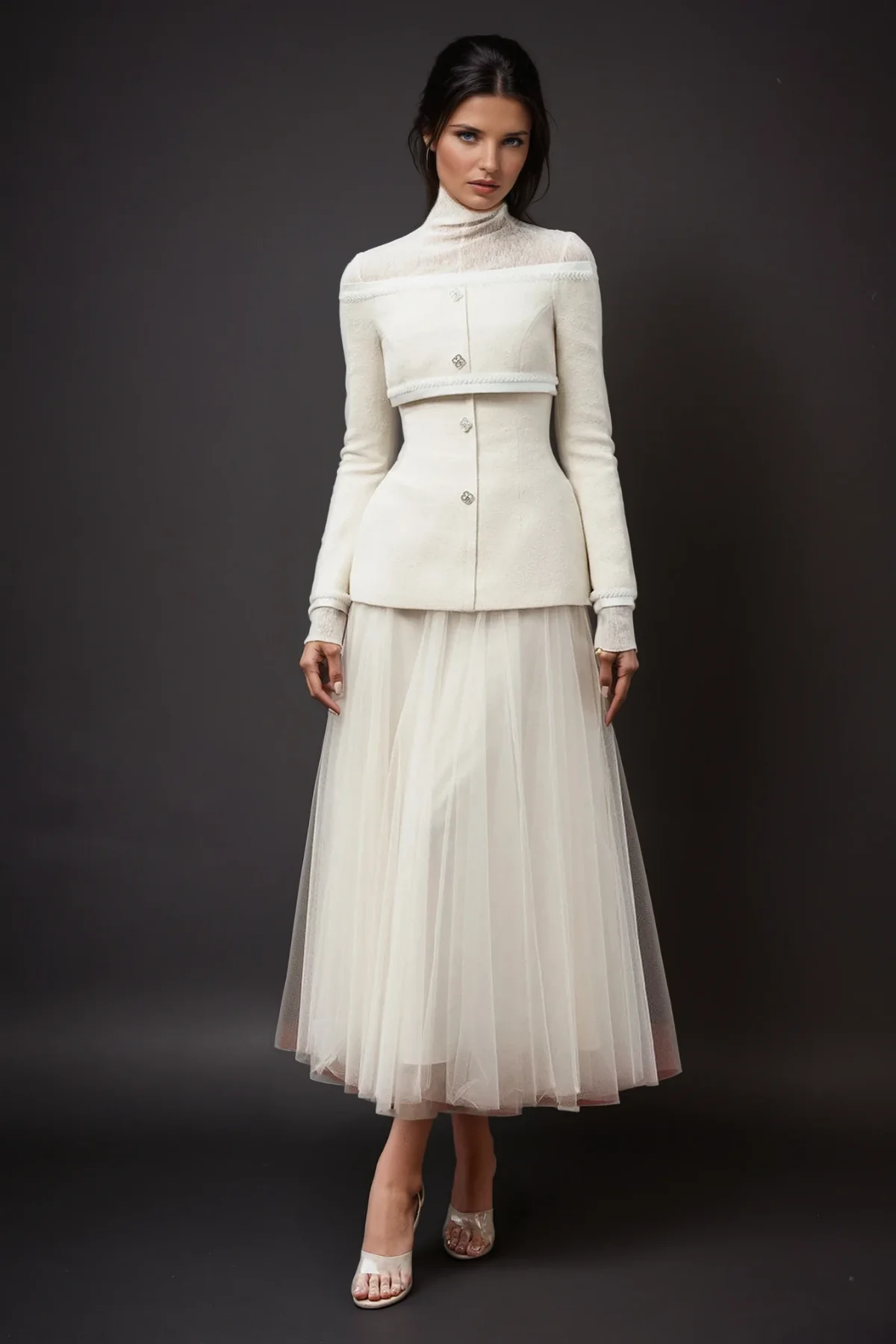 Elegant White Off Shoulder Jacket with Modern Cut