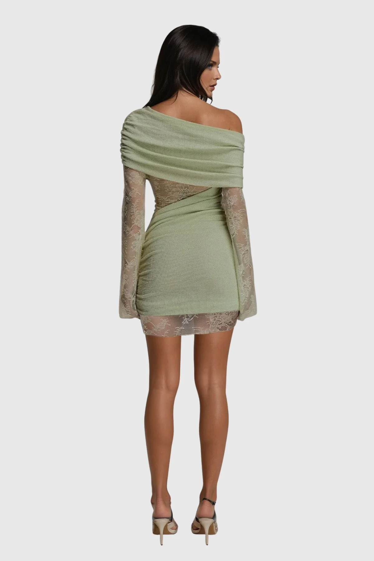 Green Knit Ruch Mini Dress - Elegant & Versatile Wear