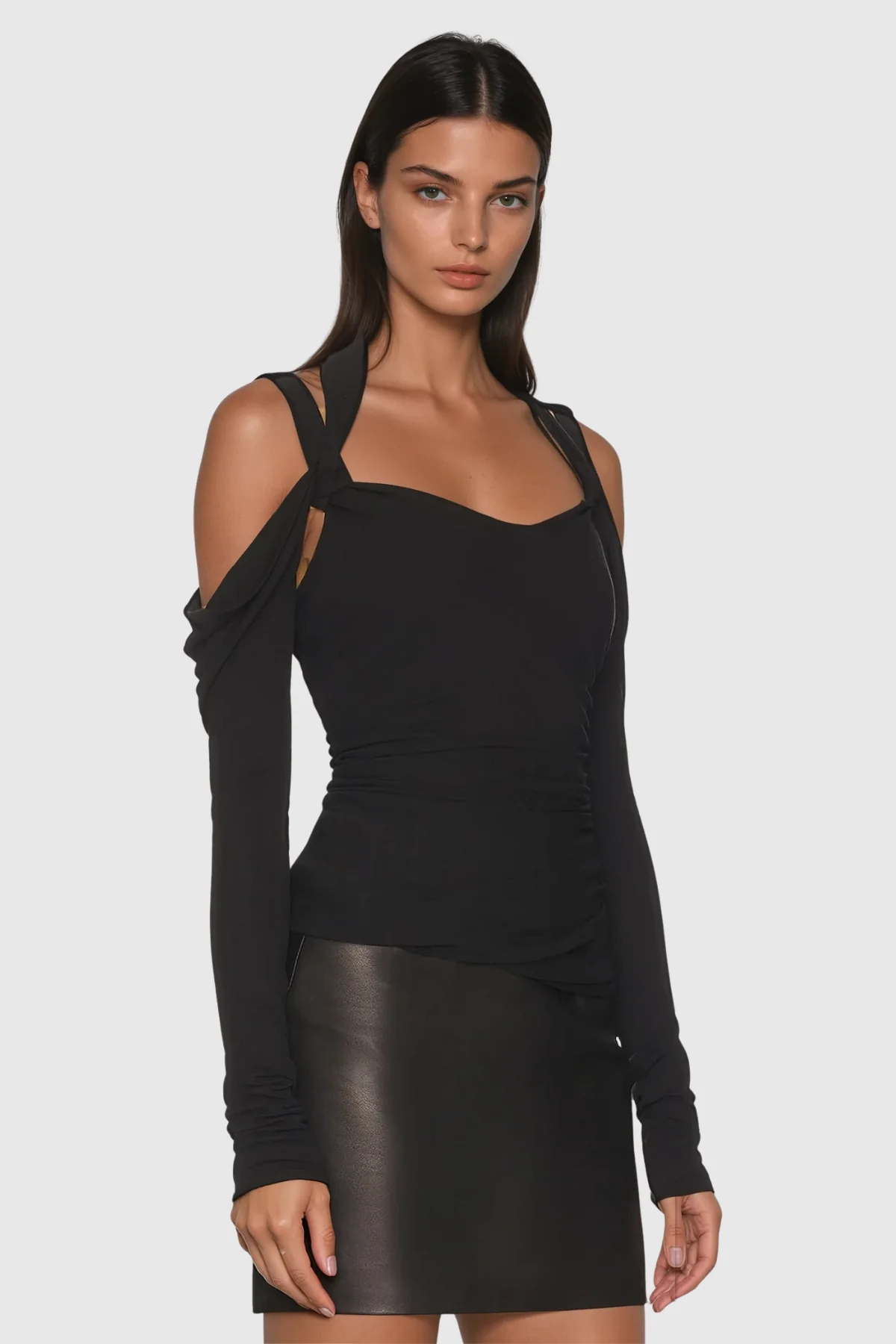Black Off Shoulder Bodycon Top for Women