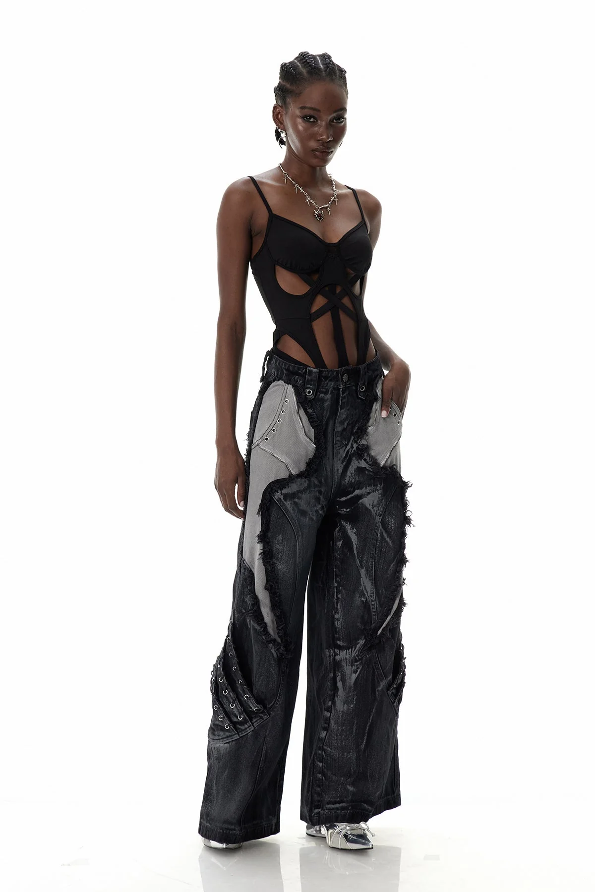 Black Cutout Spaghetti Strap Romper