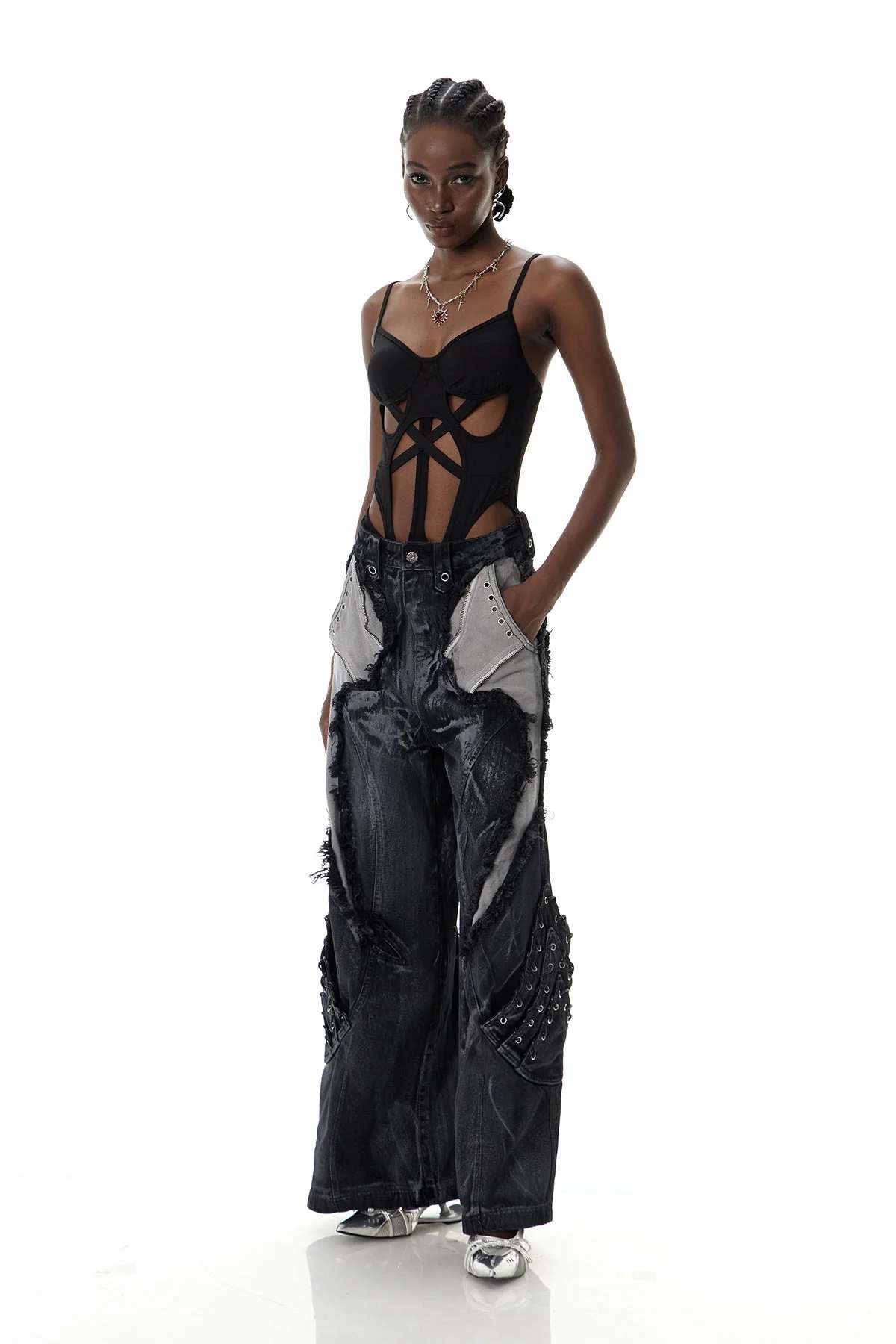 Black Cutout Spaghetti Strap Romper