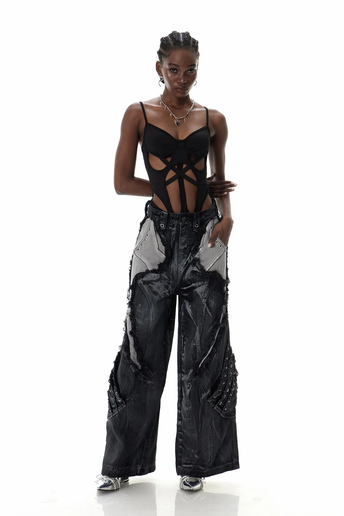 Black Cutout Spaghetti Strap Romper