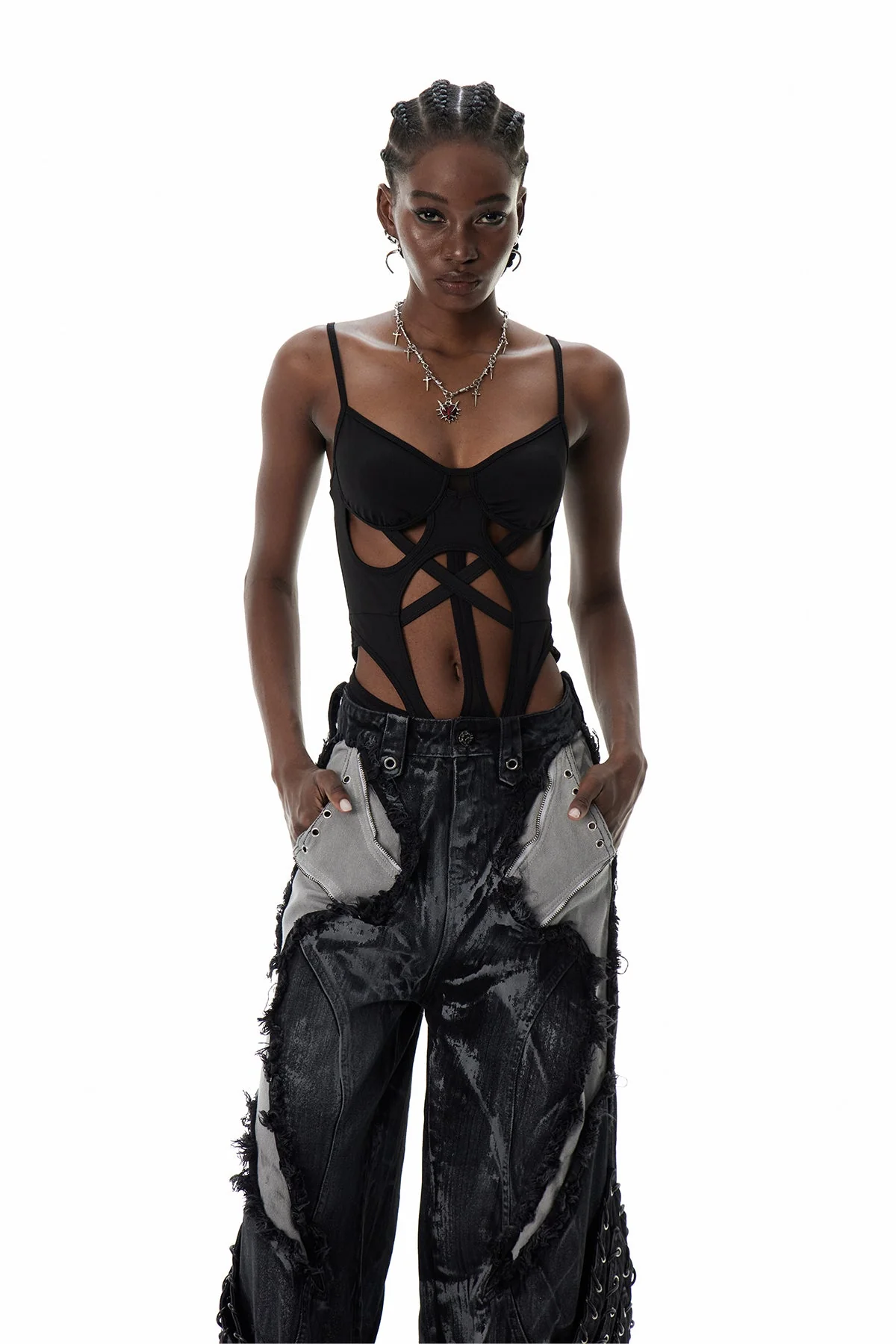 Black Cutout Spaghetti Strap Romper