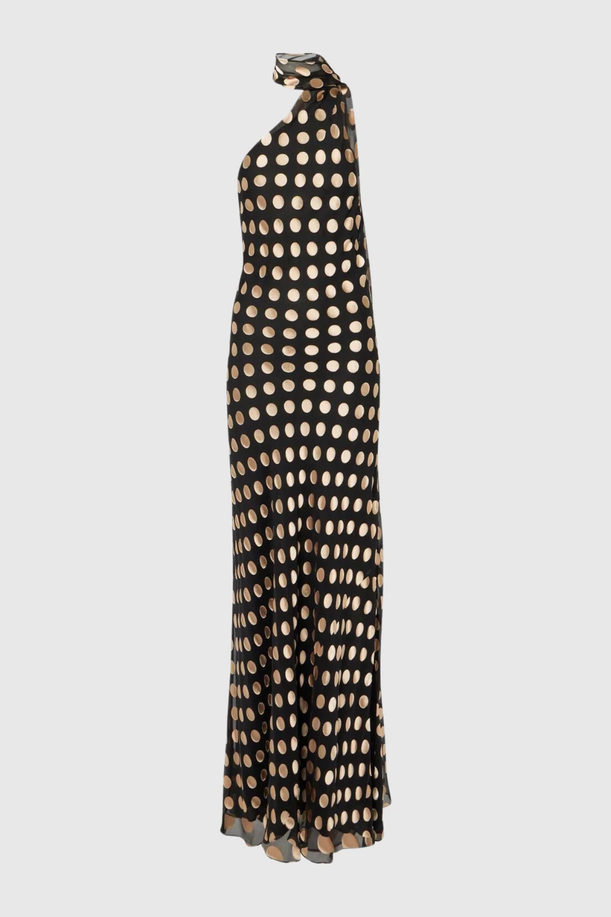 Elegant Black Backless Maxi Dress with Dolka Pot Pattern