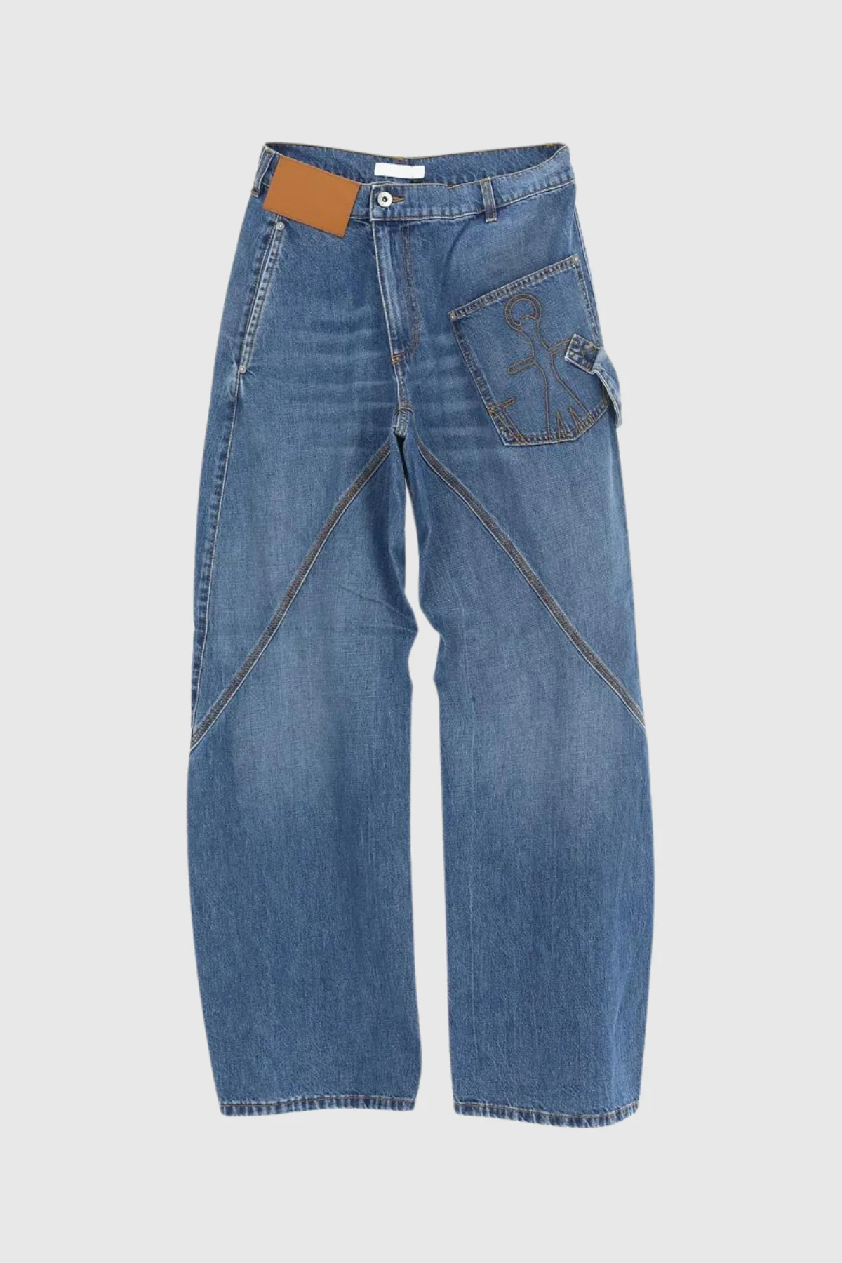 Blue Asymmetric Pocket Denim Jeans