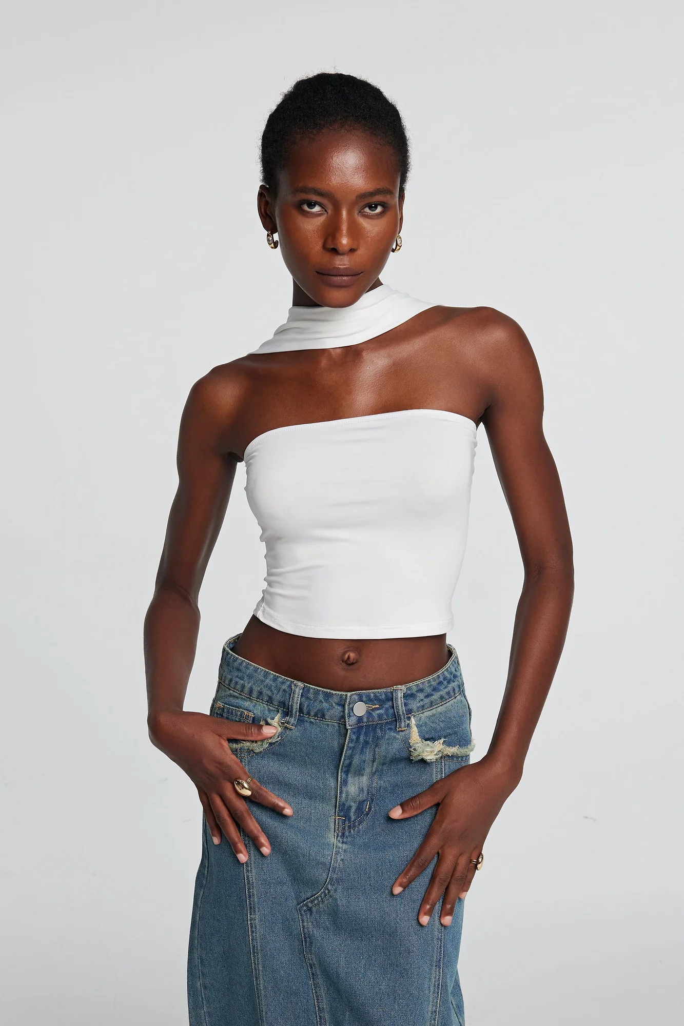 White Sleeveless Ruched Top | Elegant Emmie Style