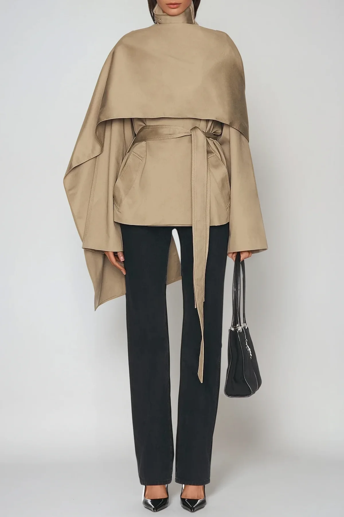 Khaki Deconstruct Shawl Jacket for Sophisticated Casual Wear