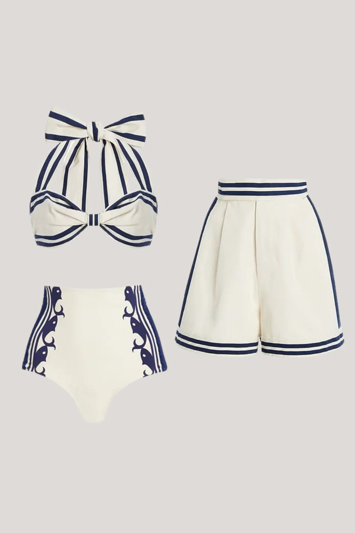 Chibuzo Striped Three-Piece Swimsuit Set