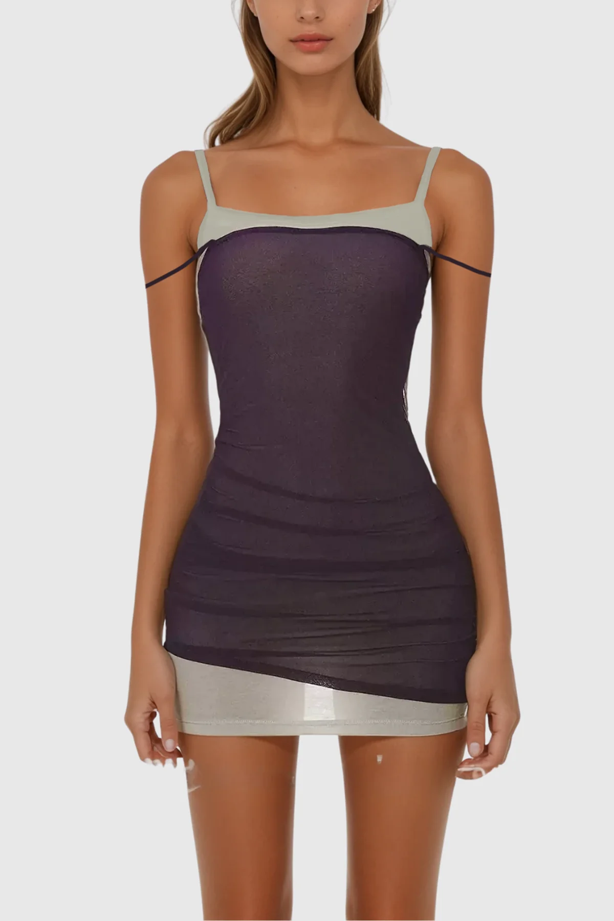 Purple Spaghetti Bodycon Mini Dress