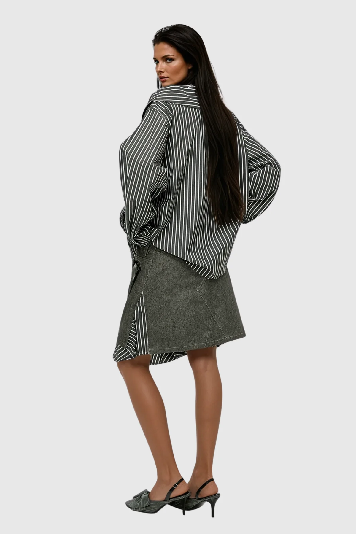 Deconstructed Stripe Shirt for Men in Gray, Chic Office Fashion