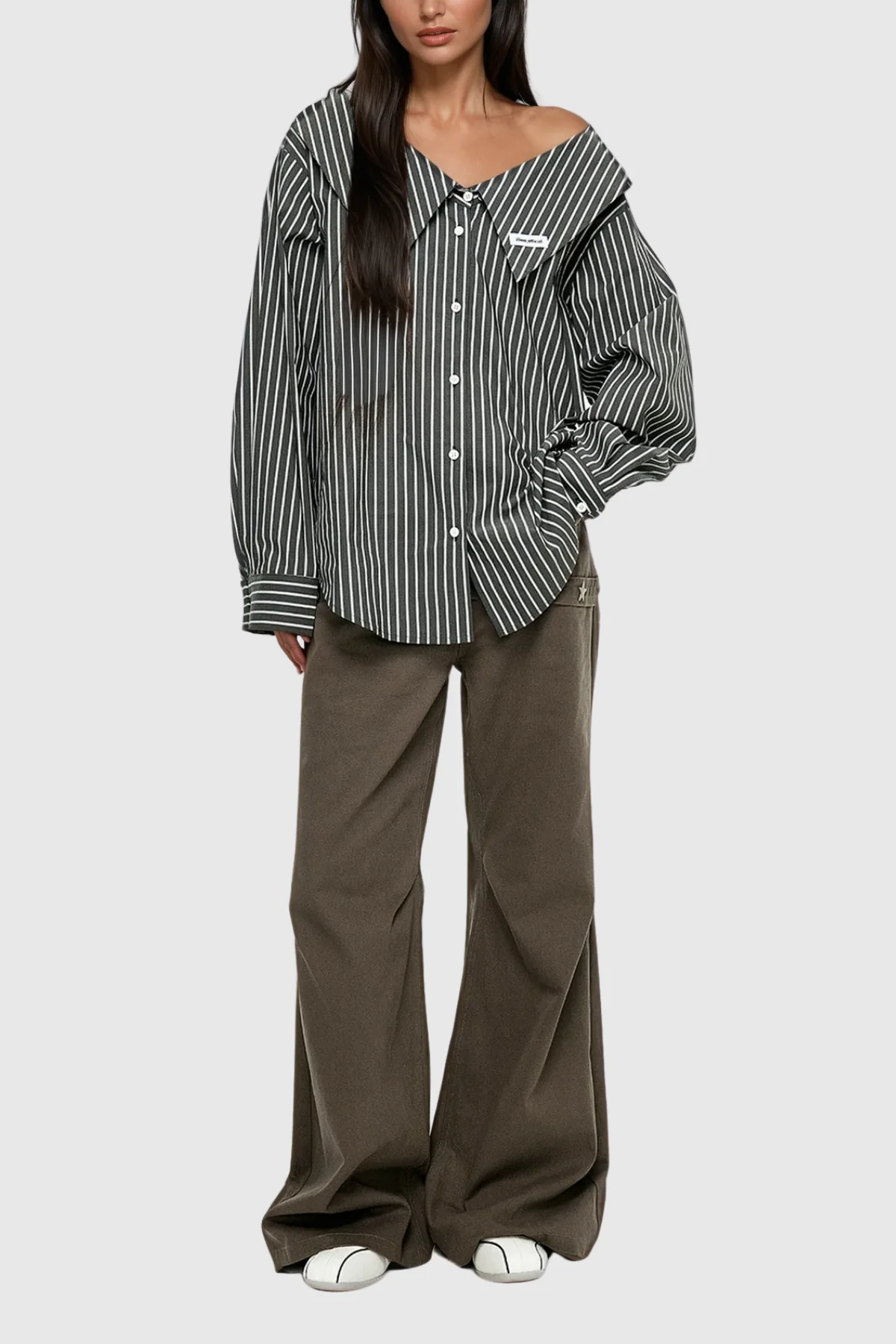 Deconstructed Stripe Shirt for Men in Gray, Chic Office Fashion